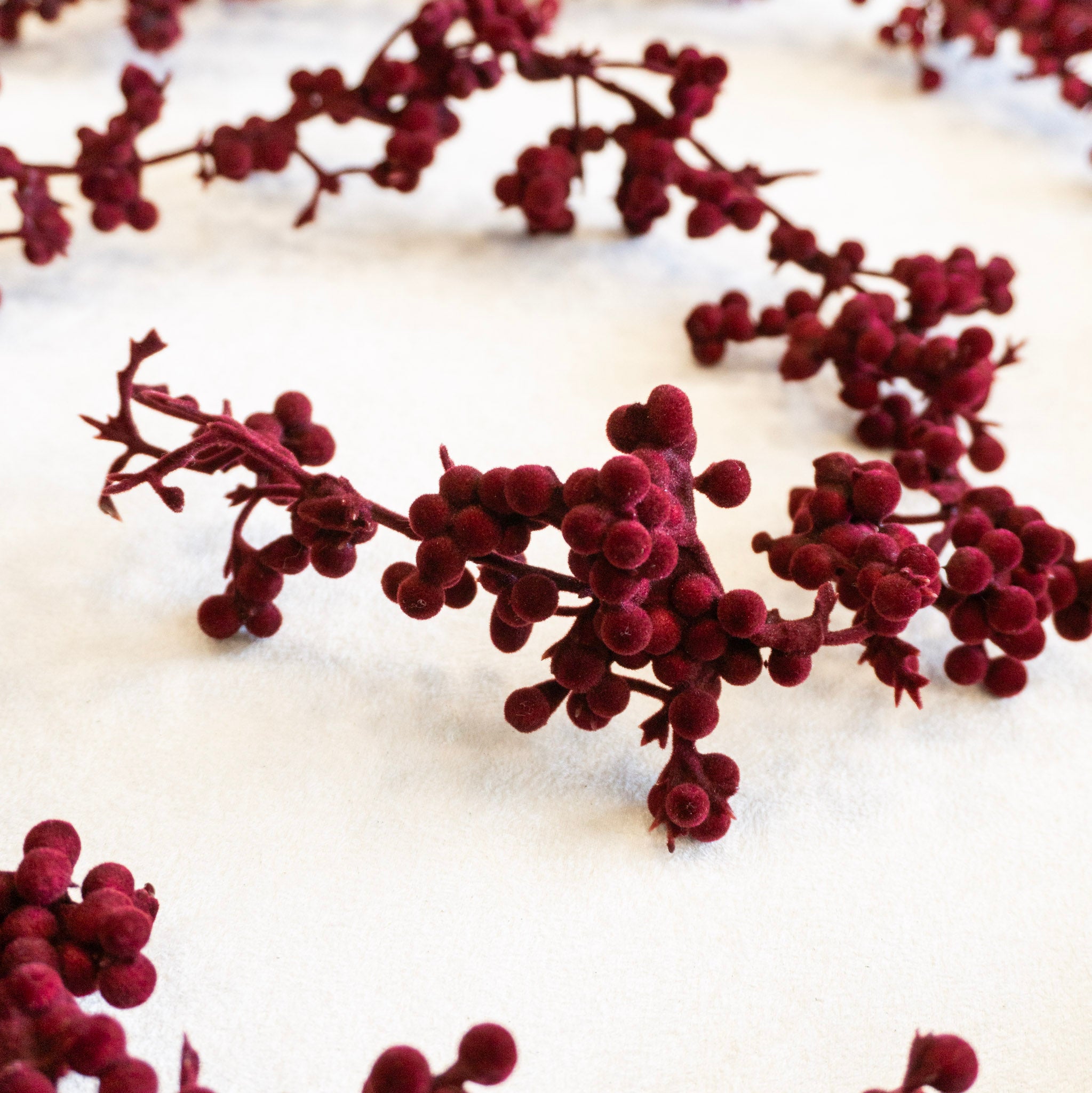72" Burgundy Flocked Ball Garland