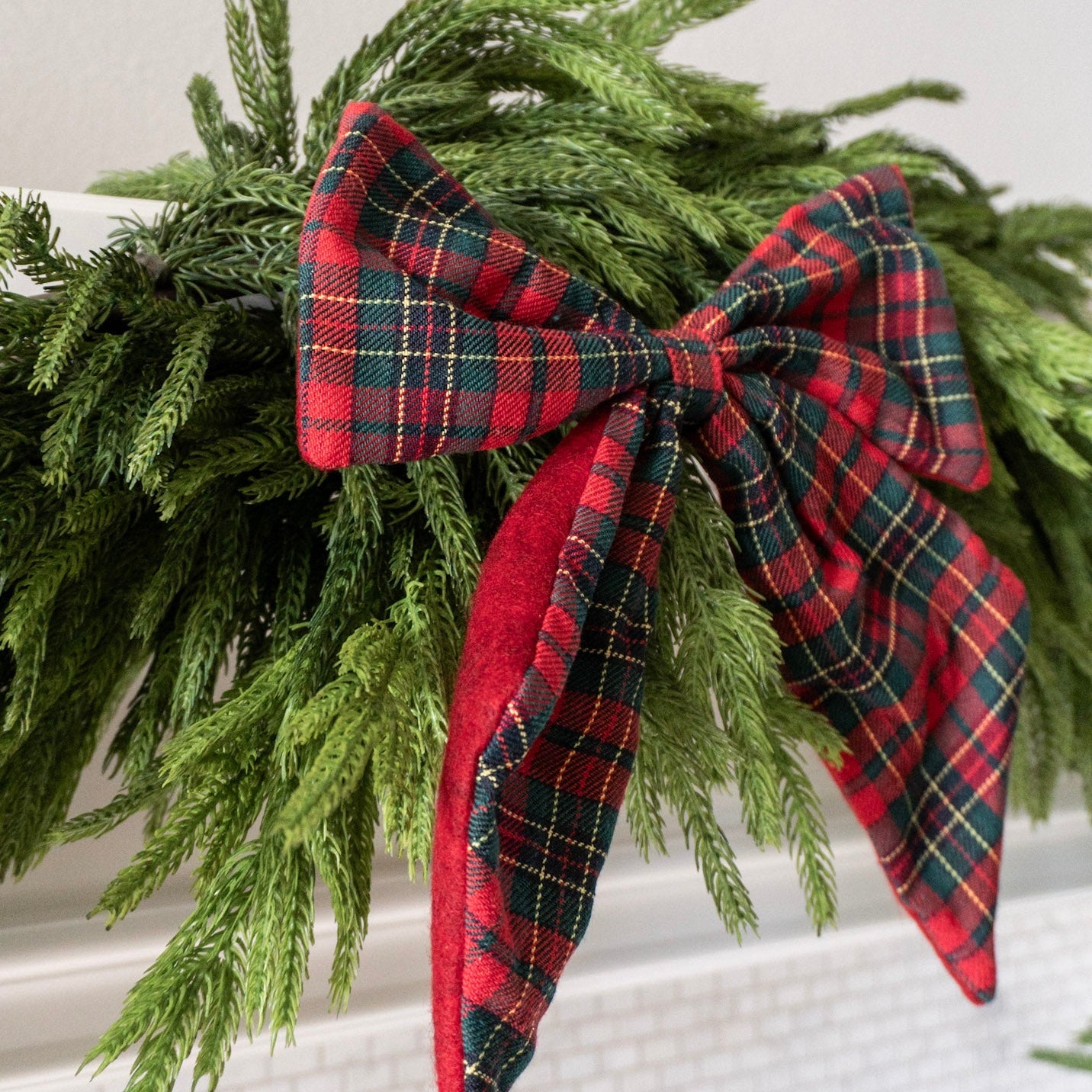 Plaid Fabric Bow with Clip