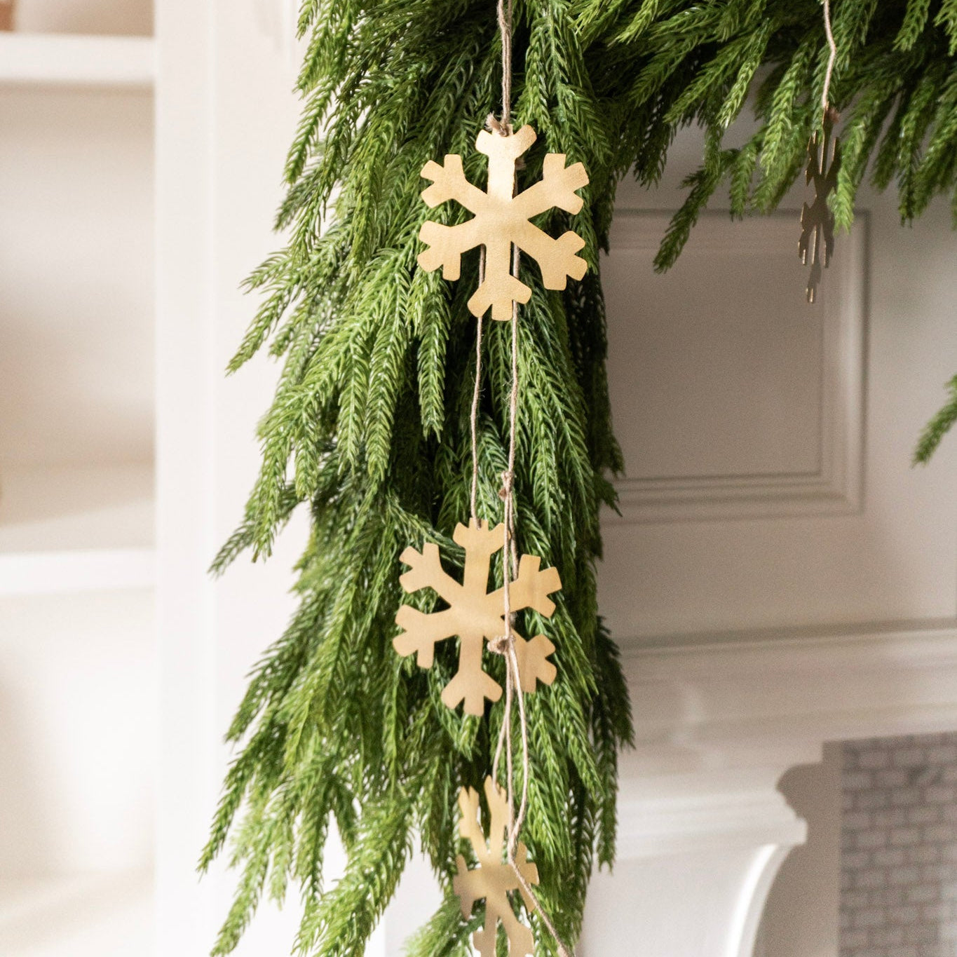 72" Brass Snowflake Garland w/Jute Cord