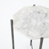 Adair Side Table - Polished White Marble | shipping 5/20/2024