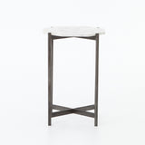 Adair Side Table - Polished White Marble | shipping 5/20/2024