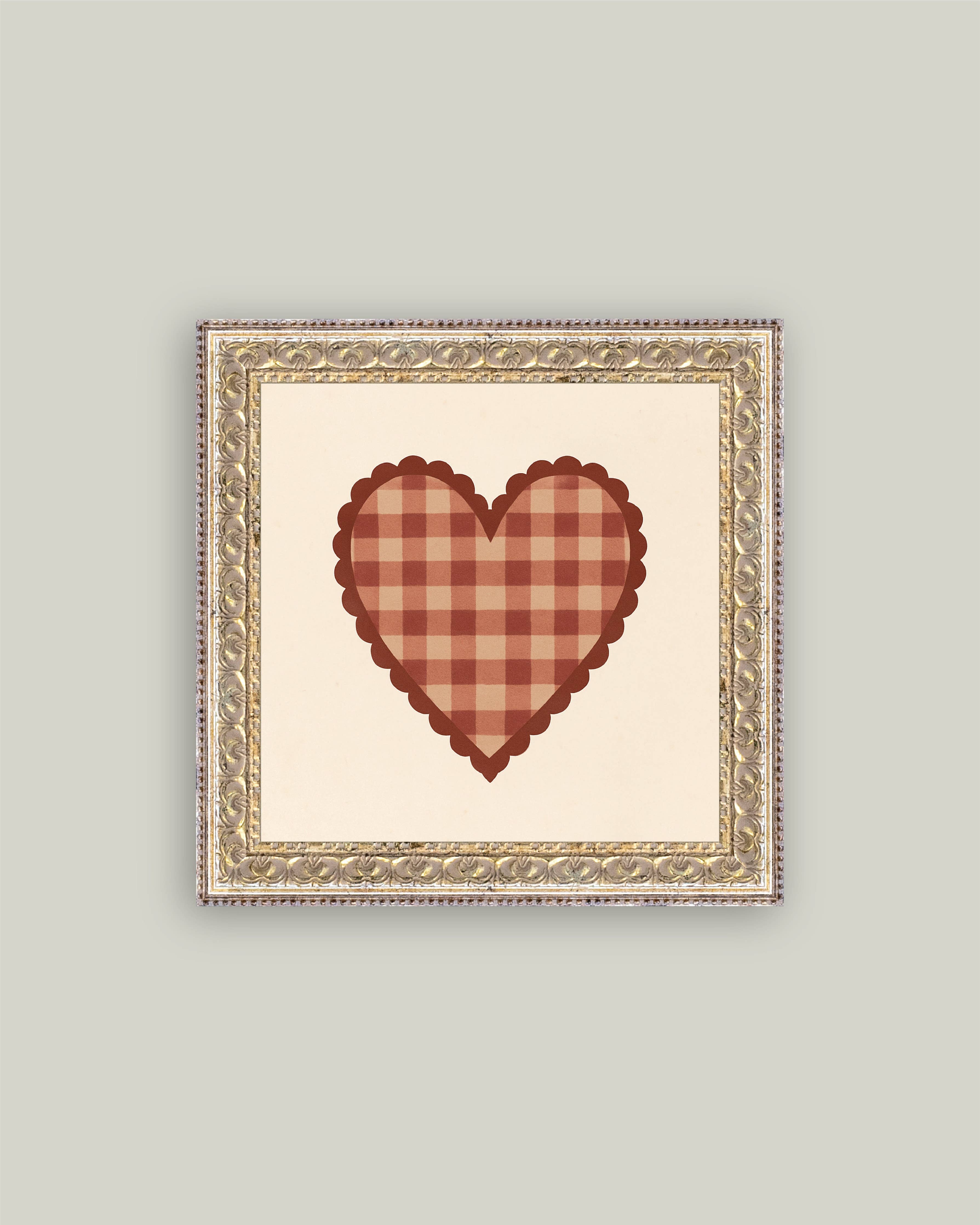 Gingham Heart Framed Art