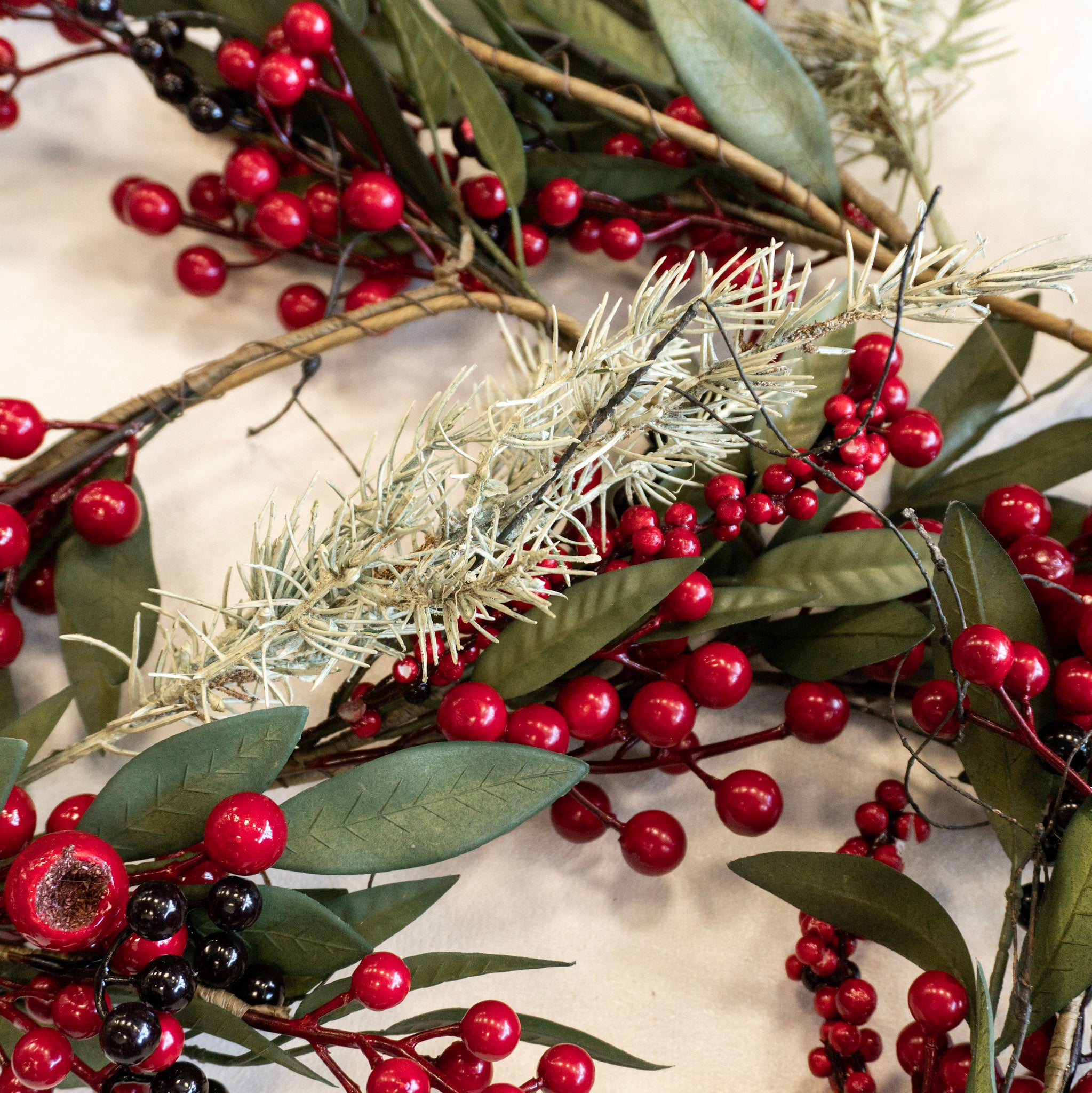 72" Spruce Garland w/Red Berries & Pinecones