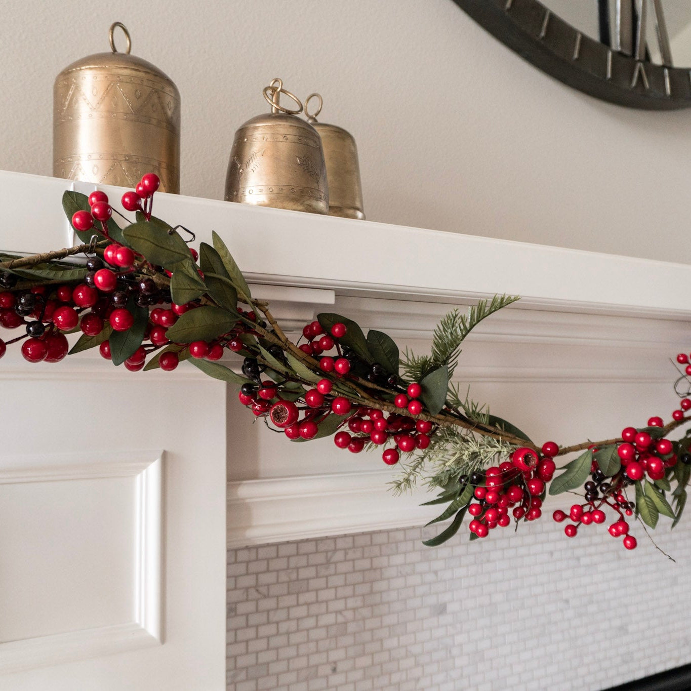 72" Spruce Garland w/Red Berries & Pinecones