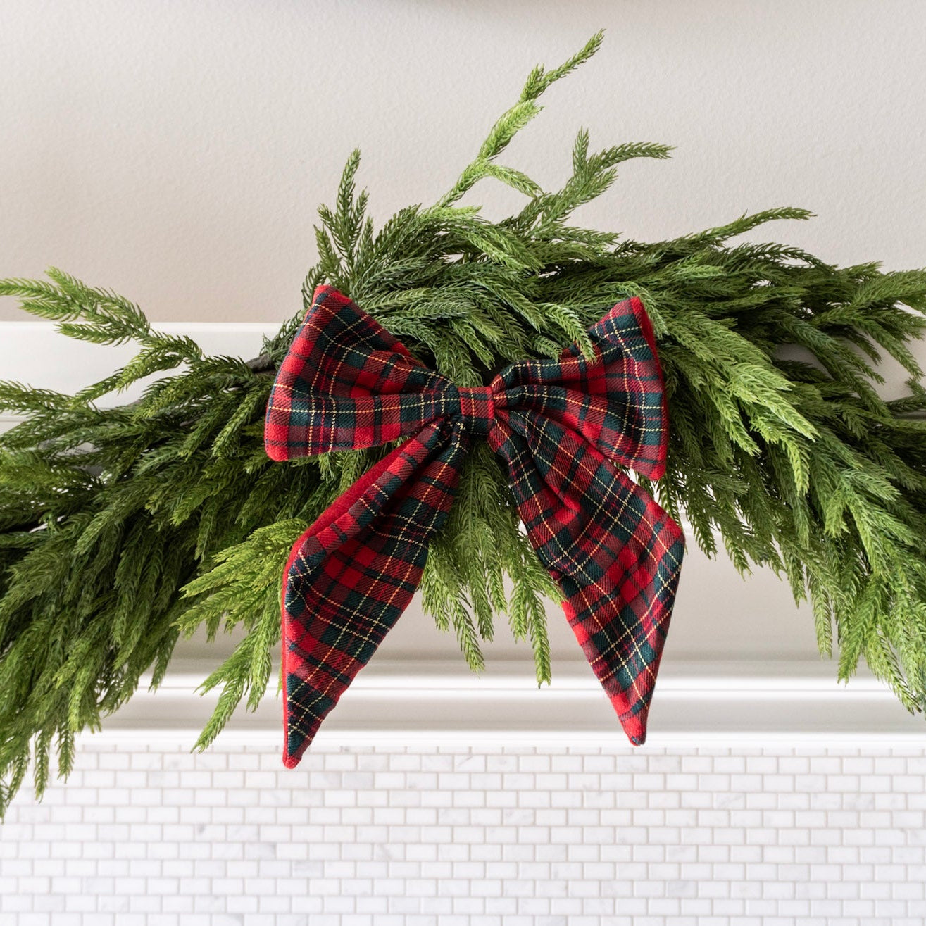 Plaid Fabric Bow with Clip