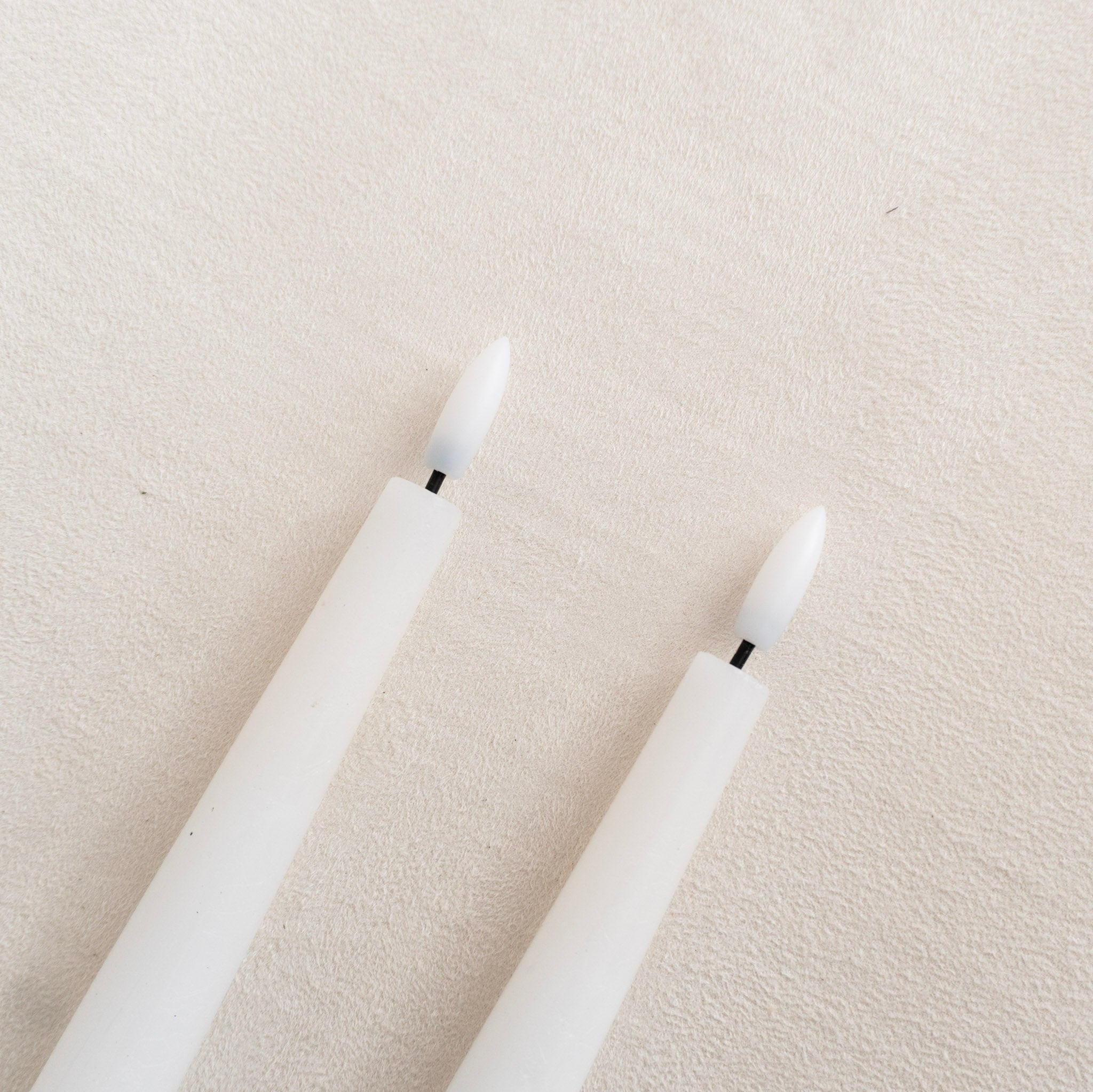 Pointed White Flameless Taper Candle 2pc