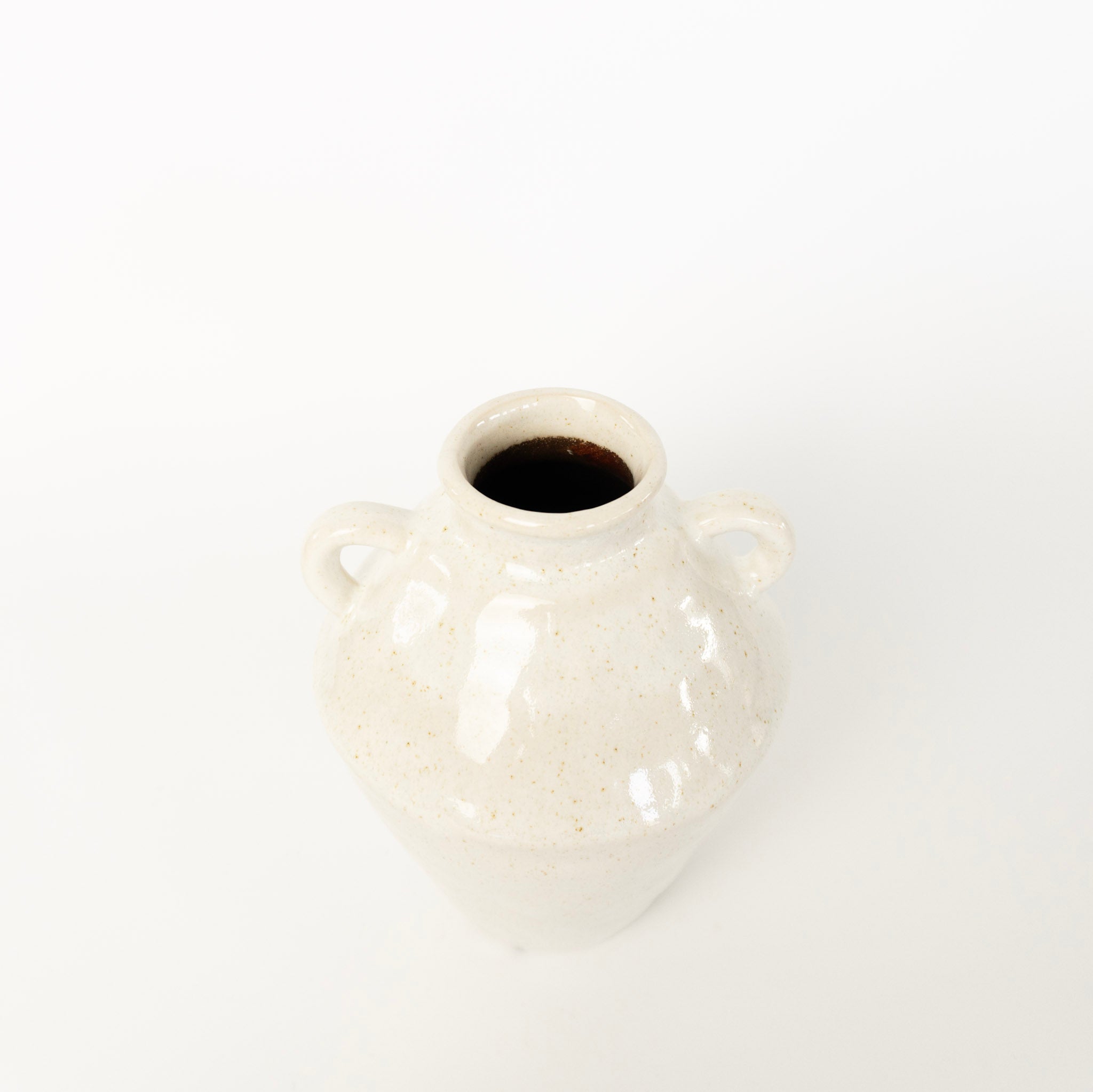 7" Cream Color Handle Vase
