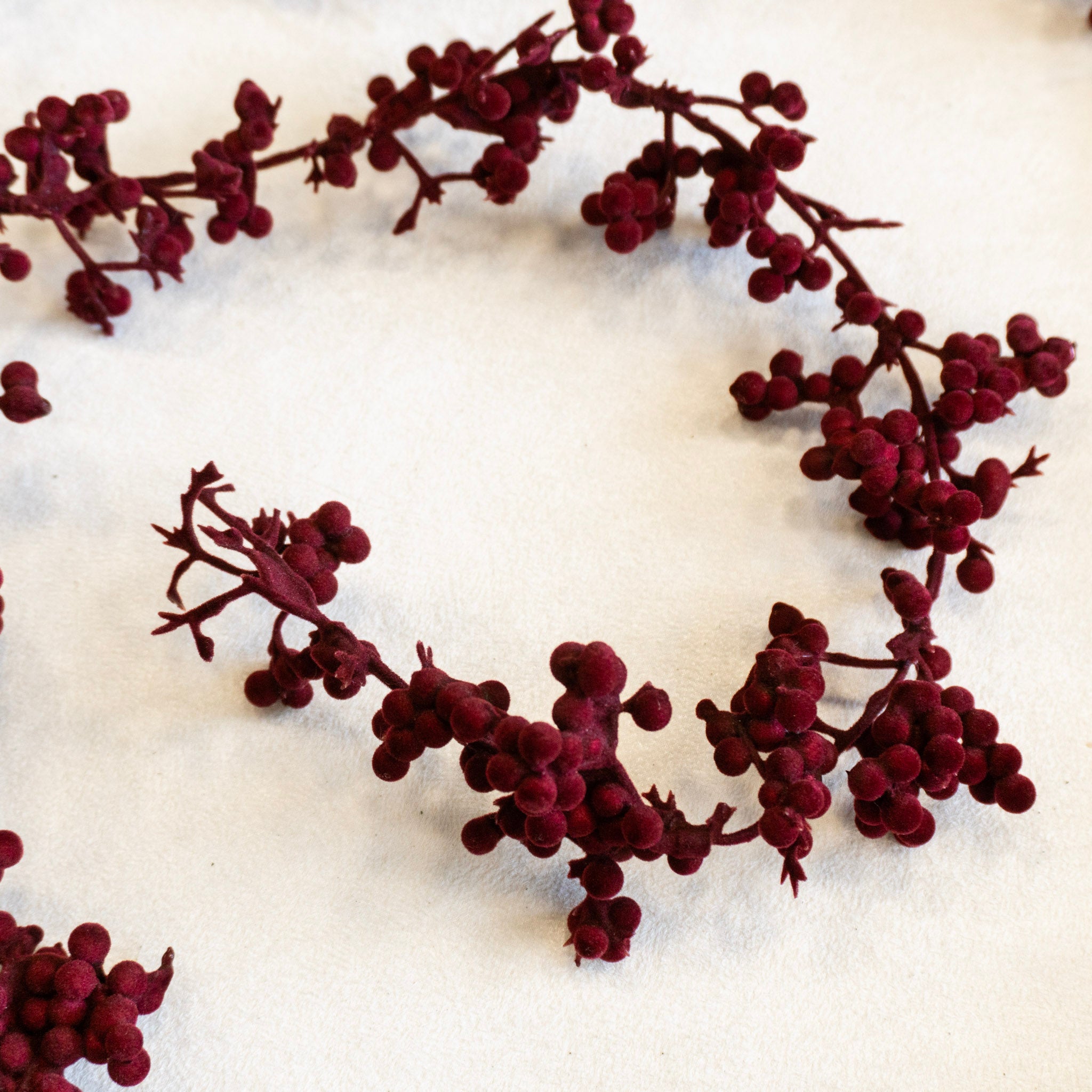 72" Burgundy Flocked Ball Garland