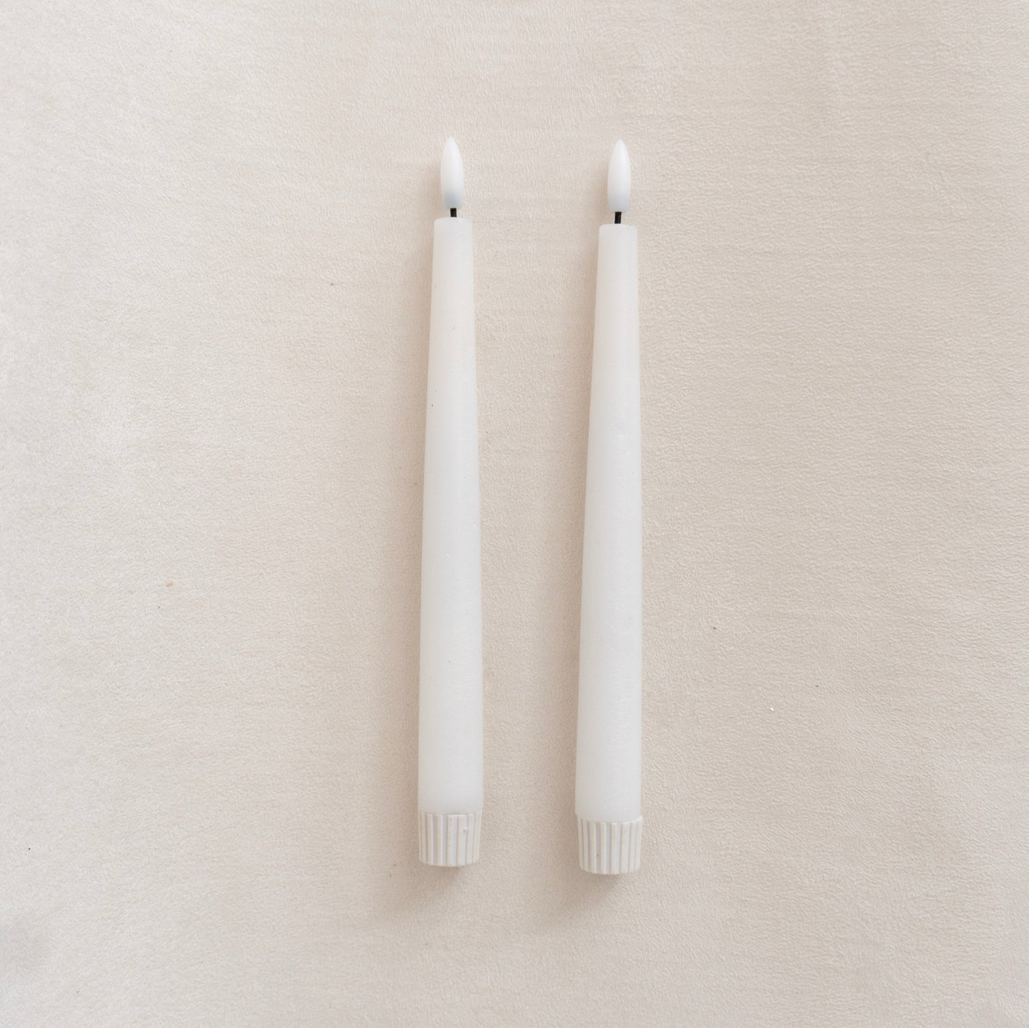 Pointed White Flameless Taper Candle 2pc