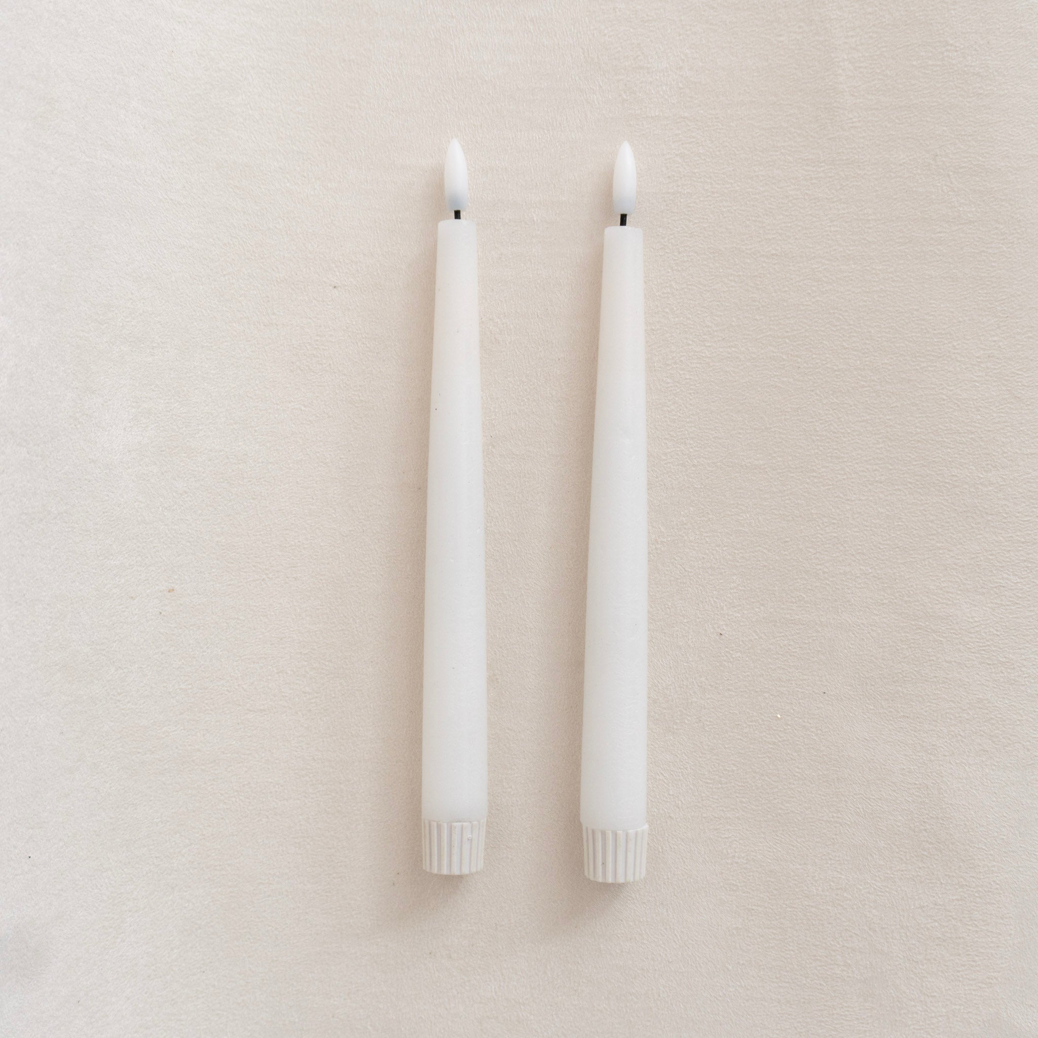 Pointed White Flameless Taper Candle 2pc