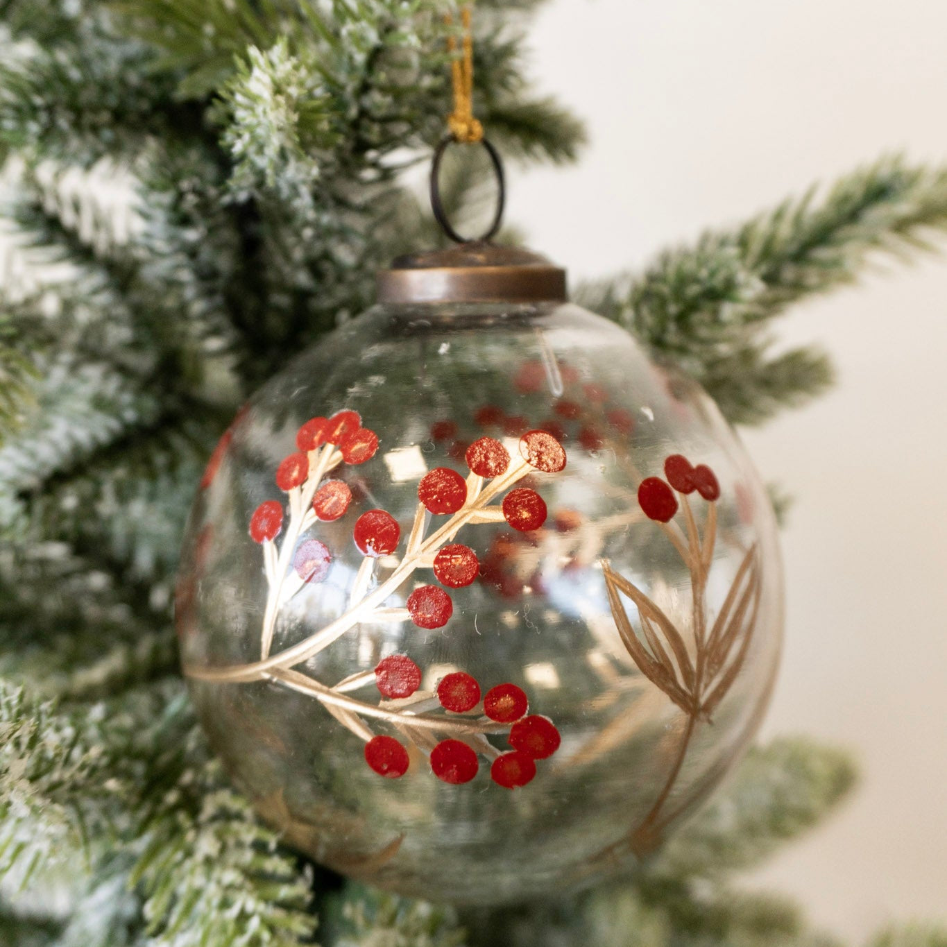 4" Glass Ornament w/Berry Design