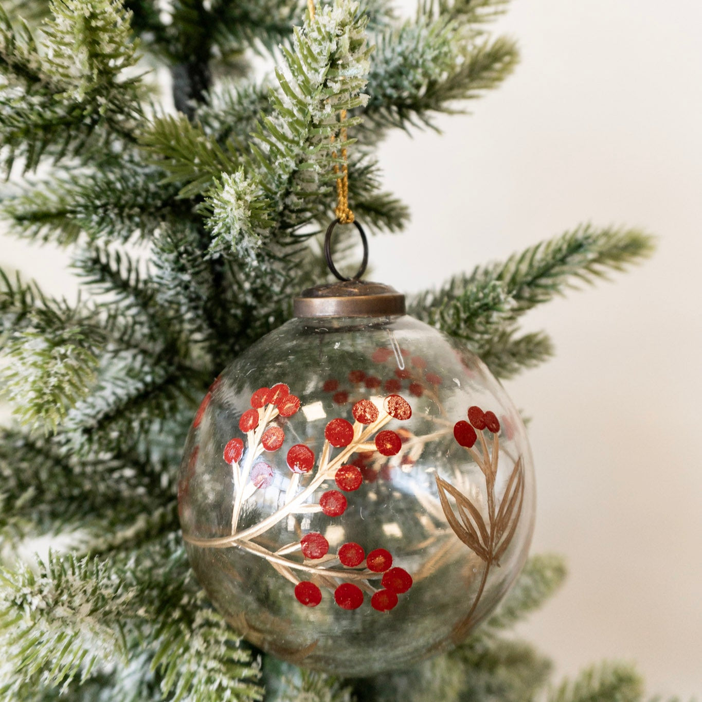 4" Glass Ornament w/Berry Design