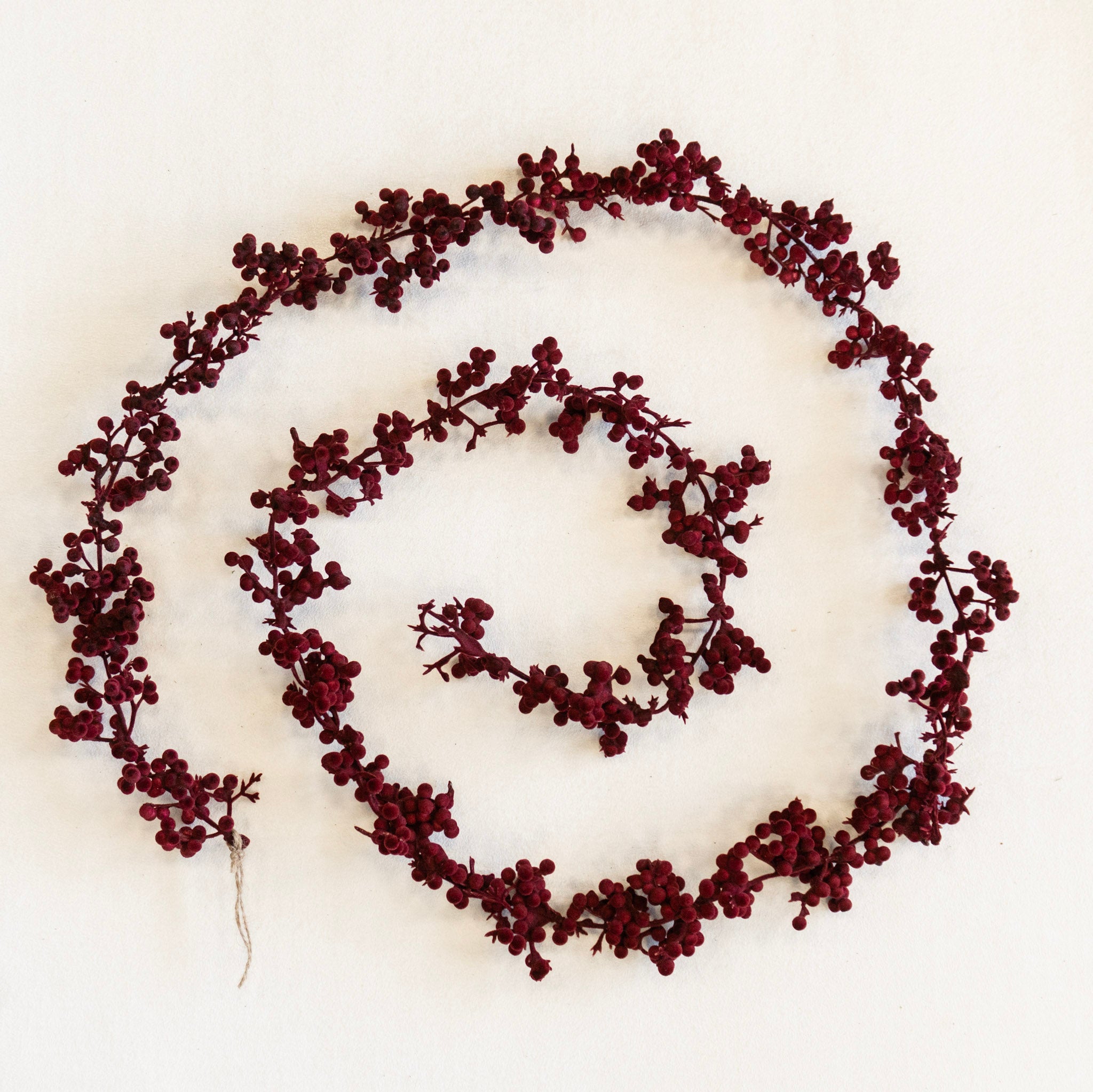 72" Burgundy Flocked Ball Garland