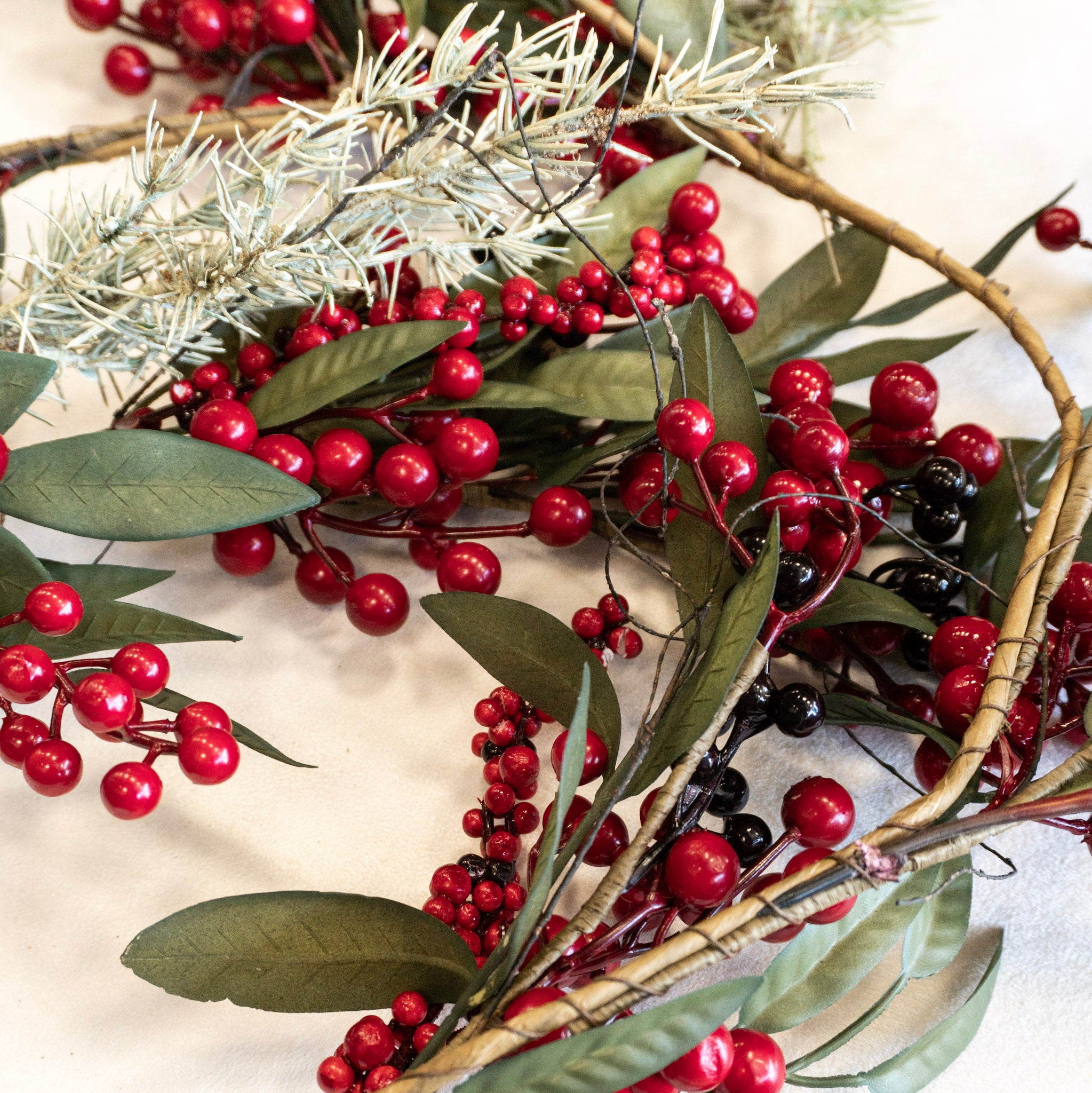 72" Spruce Garland w/Red Berries & Pinecones