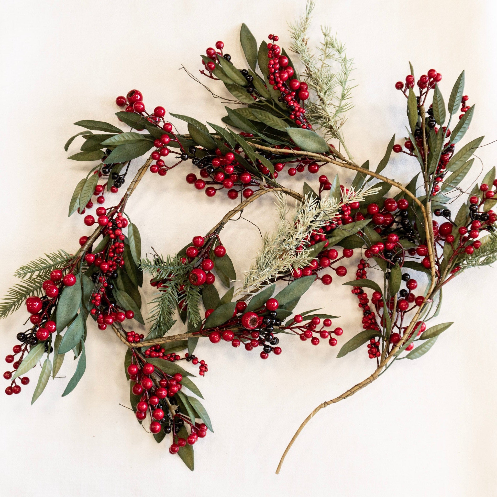 72" Spruce Garland w/Red Berries & Pinecones