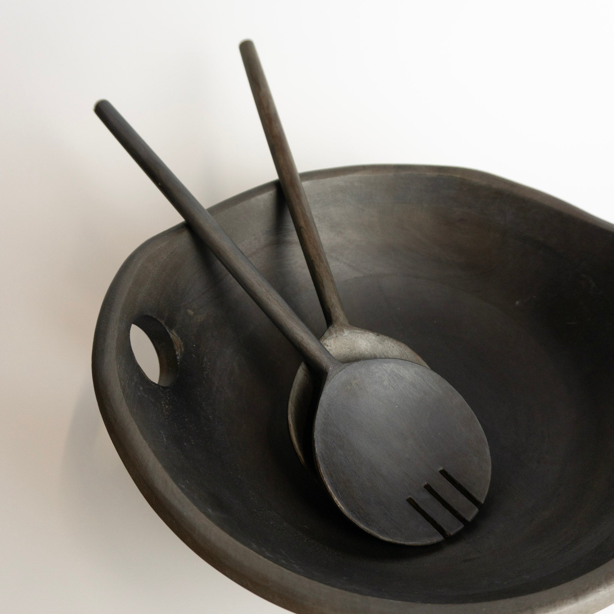 12" Dark Brown Wood Bowl & Server Set
