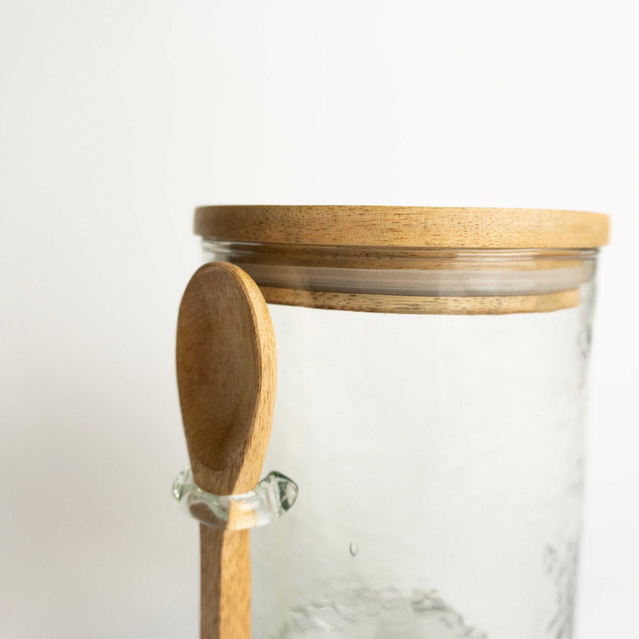 7" Hammered Jar w/Wood Lid & Spoon