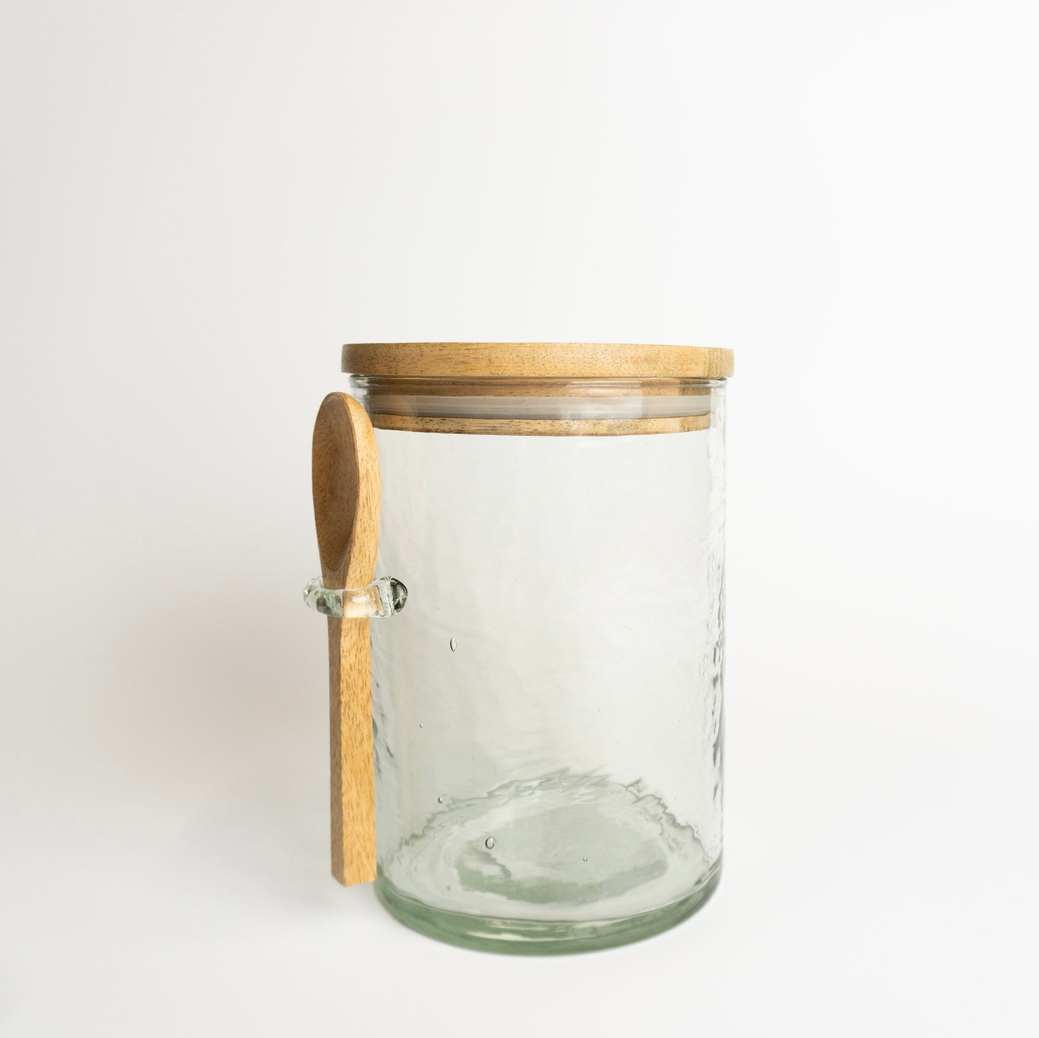 7" Hammered Jar w/Wood Lid & Spoon