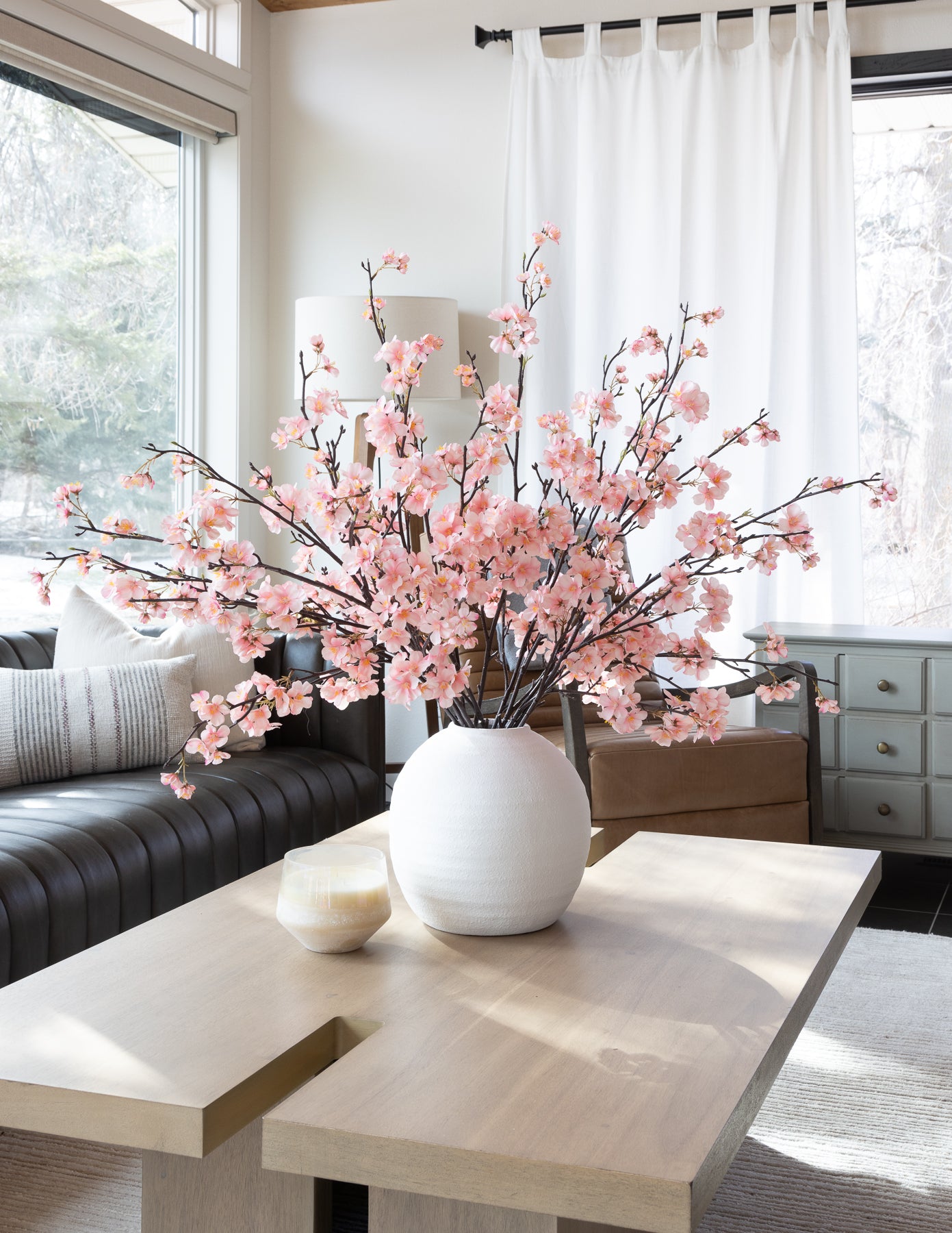 Pink Blossom Stem - 43"