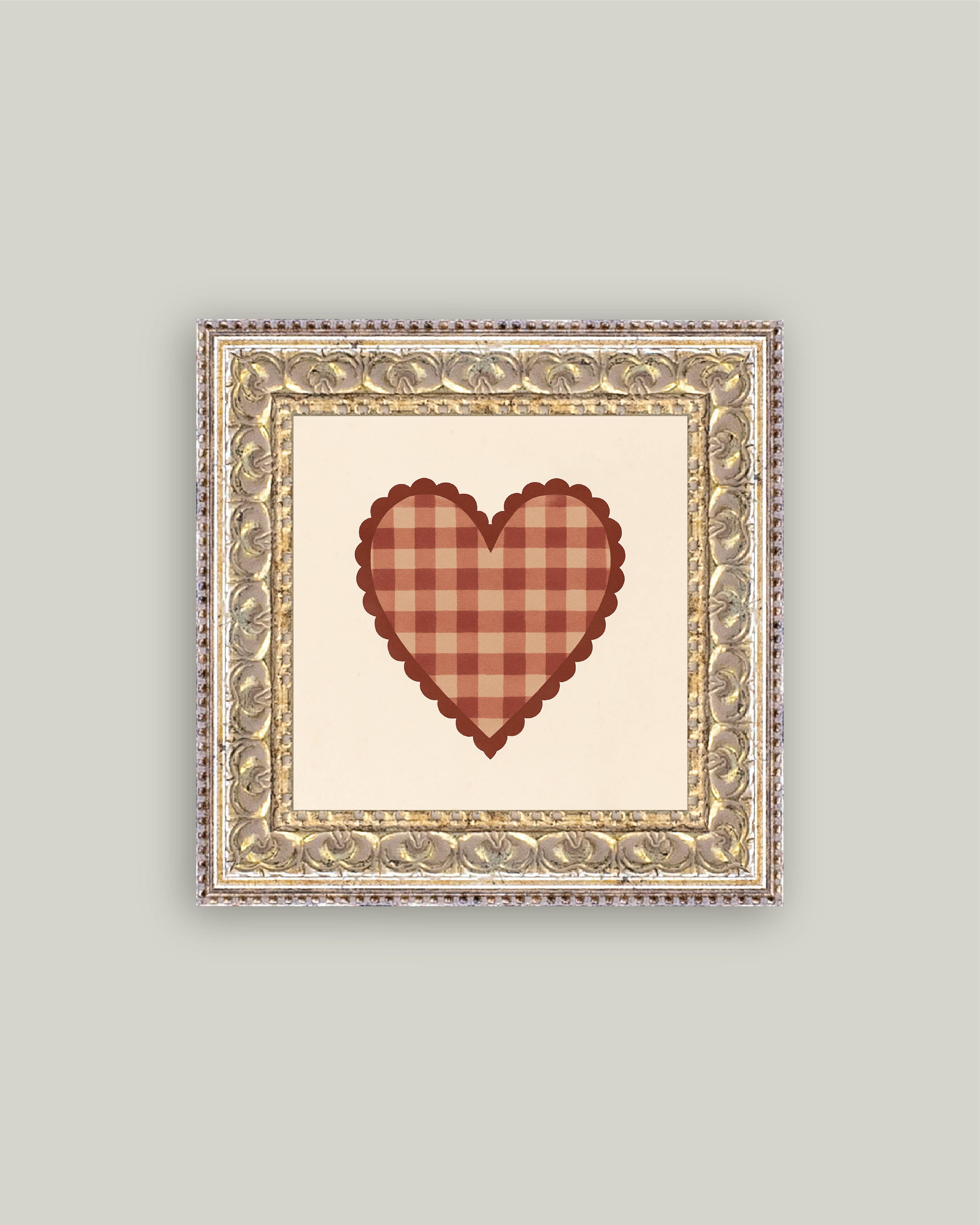 Gingham Heart Framed Art