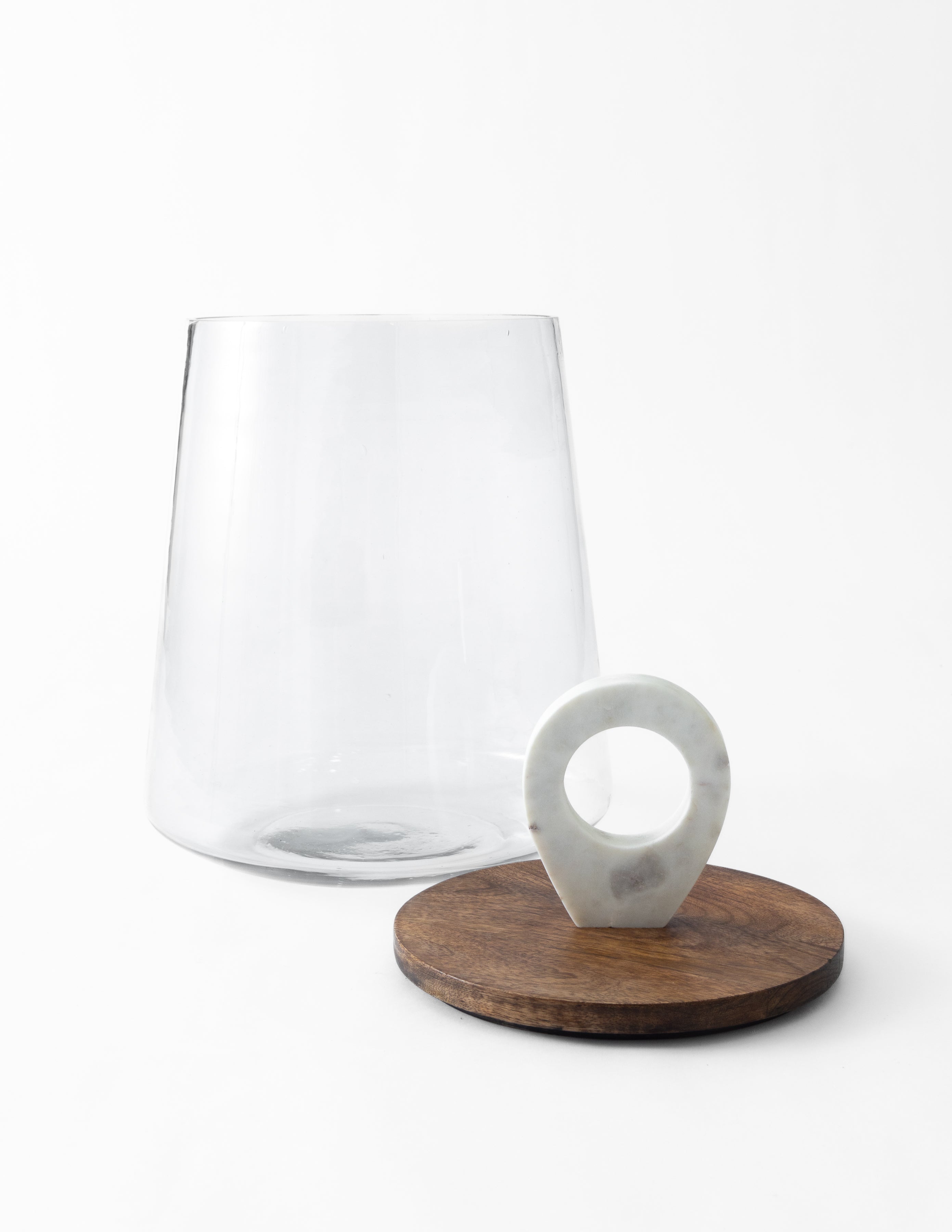 Glass Jar with Wood & Marble Lid