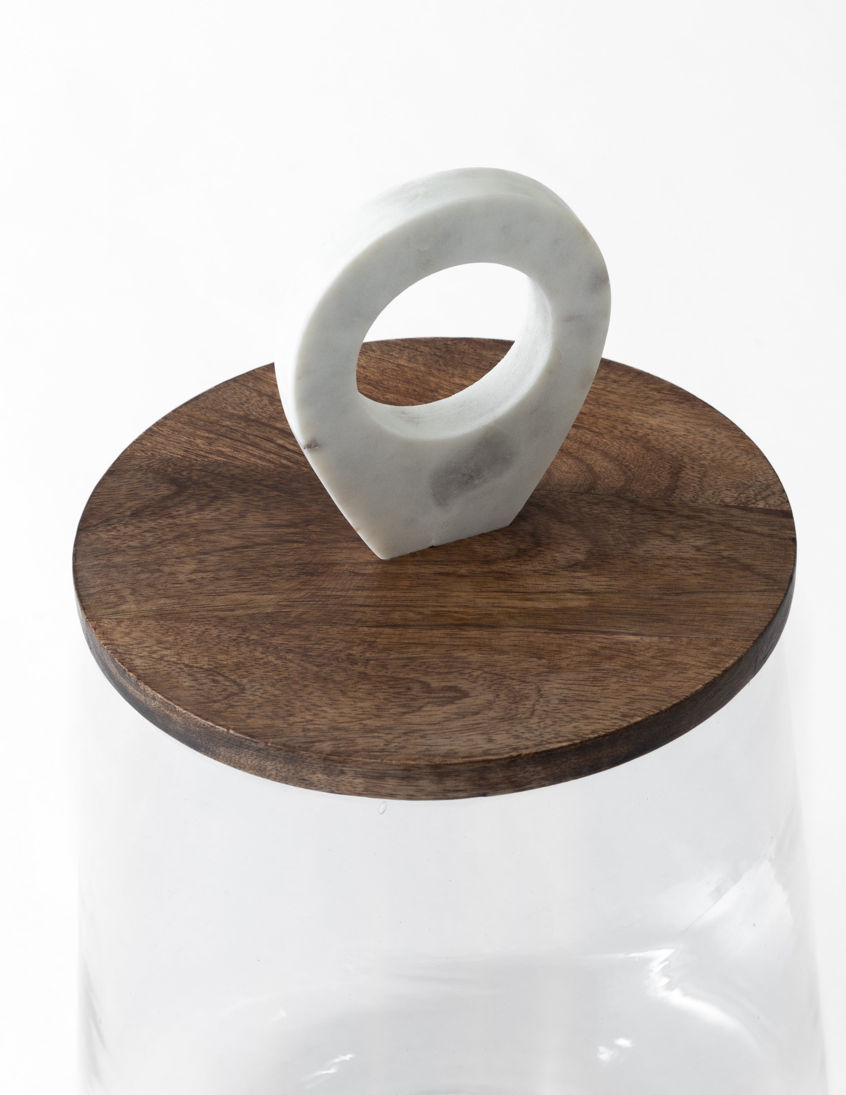Glass Jar with Wood & Marble Lid