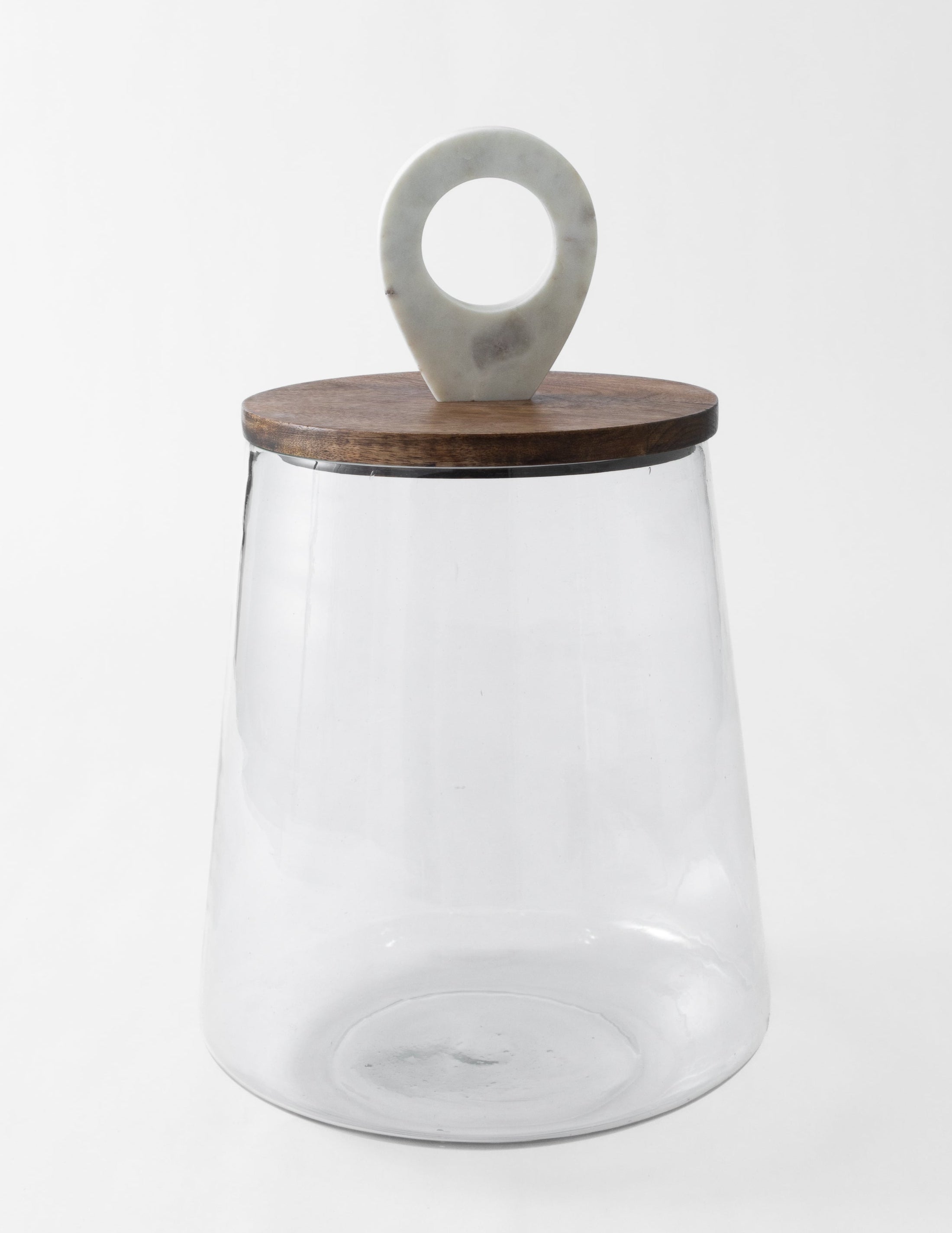 Glass Jar with Wood & Marble Lid