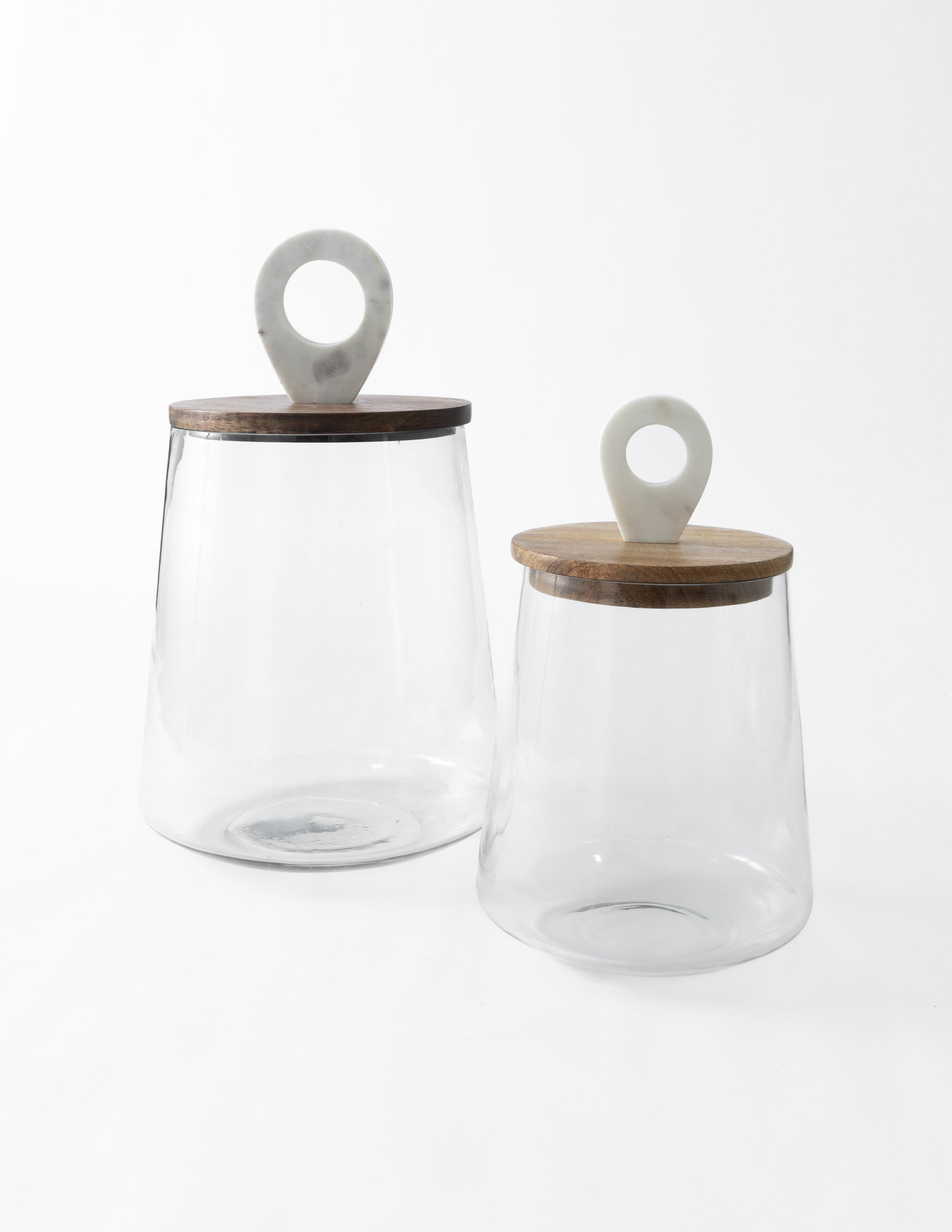 Glass Jar with Wood & Marble Lid