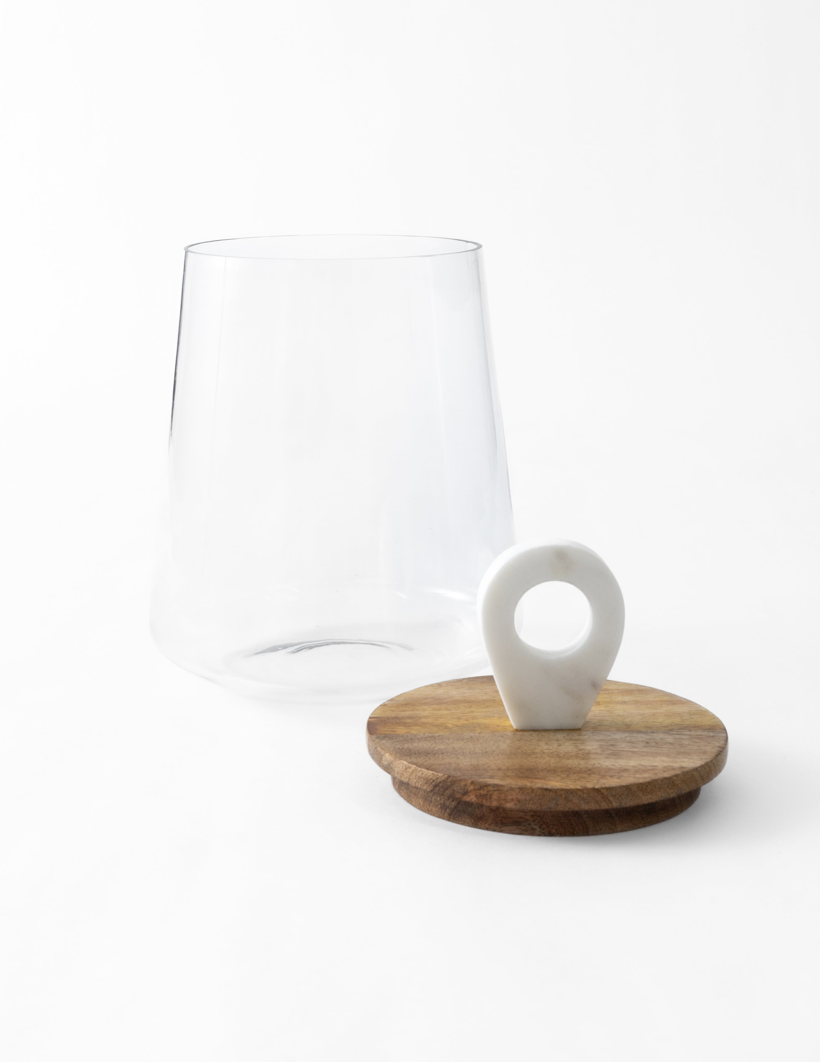 Glass Jar with Wood & Marble Lid