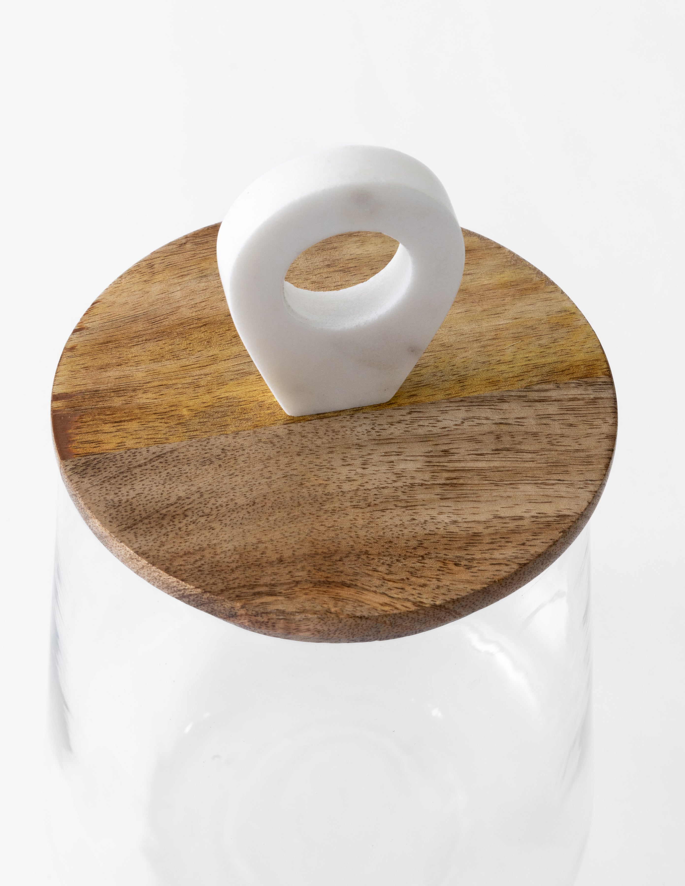 Glass Jar with Wood & Marble Lid