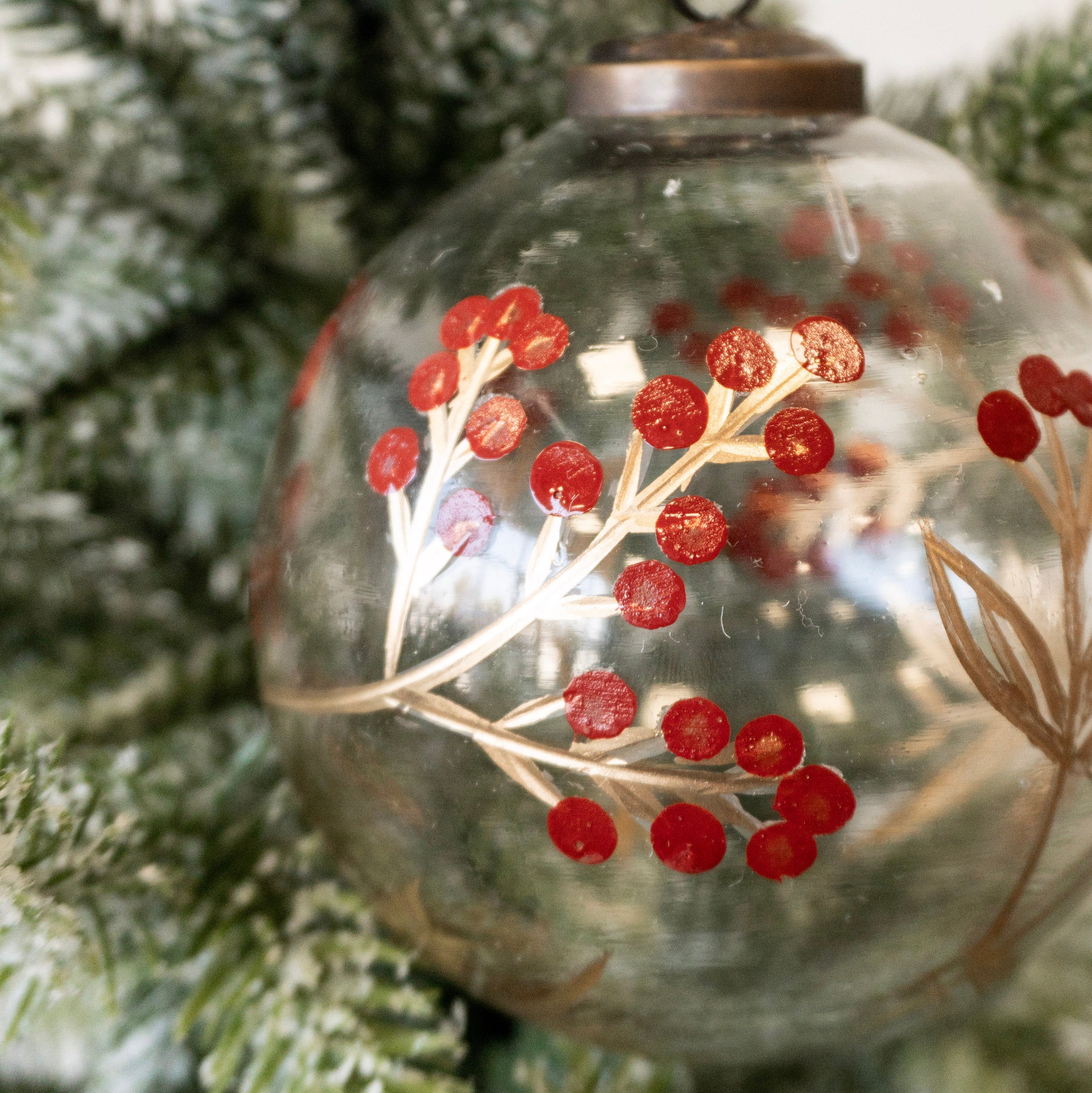 4" Glass Ornament w/Berry Design