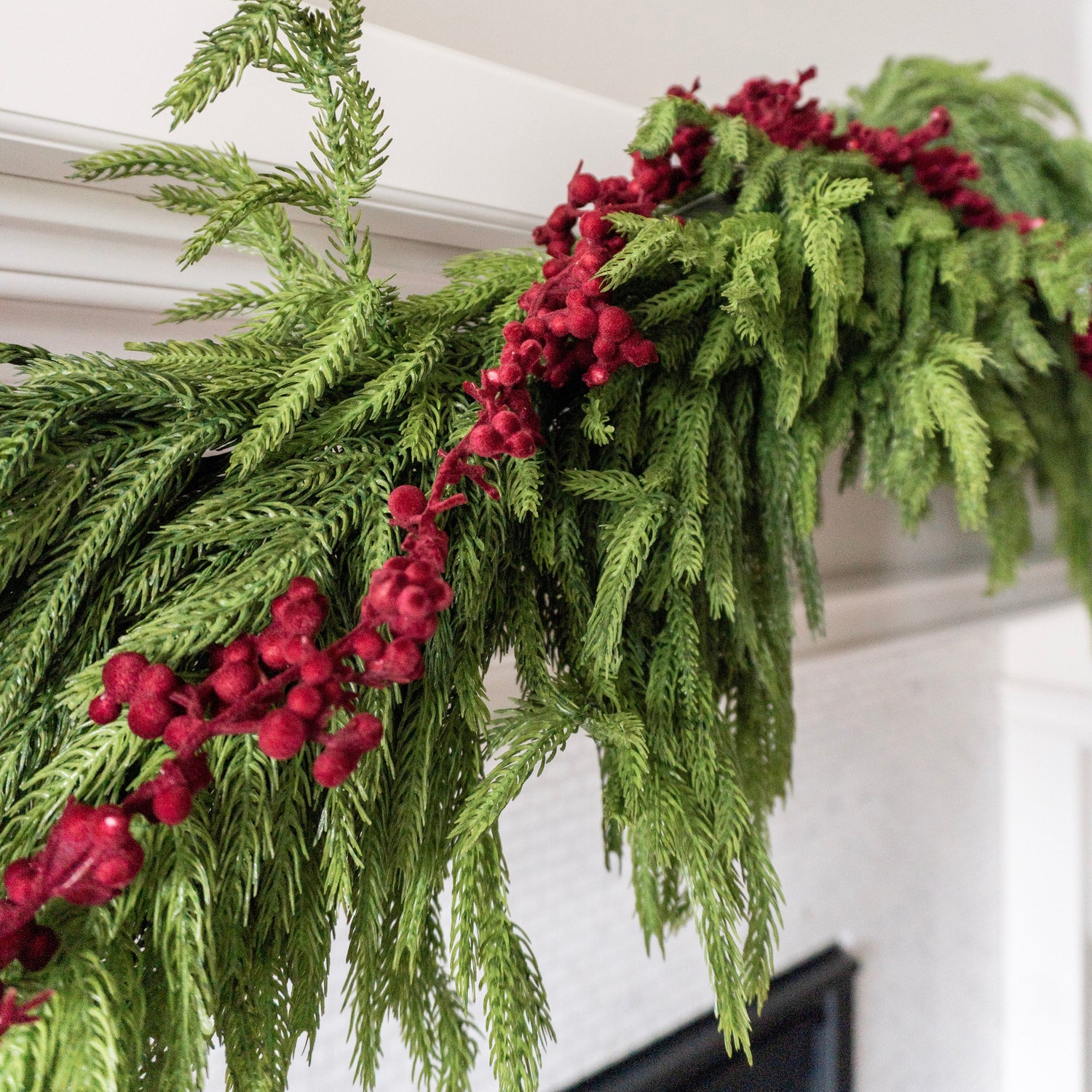 72" Burgundy Flocked Ball Garland