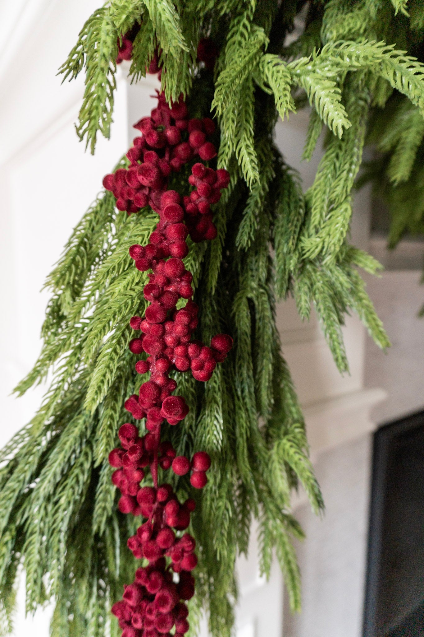 72" Burgundy Flocked Ball Garland