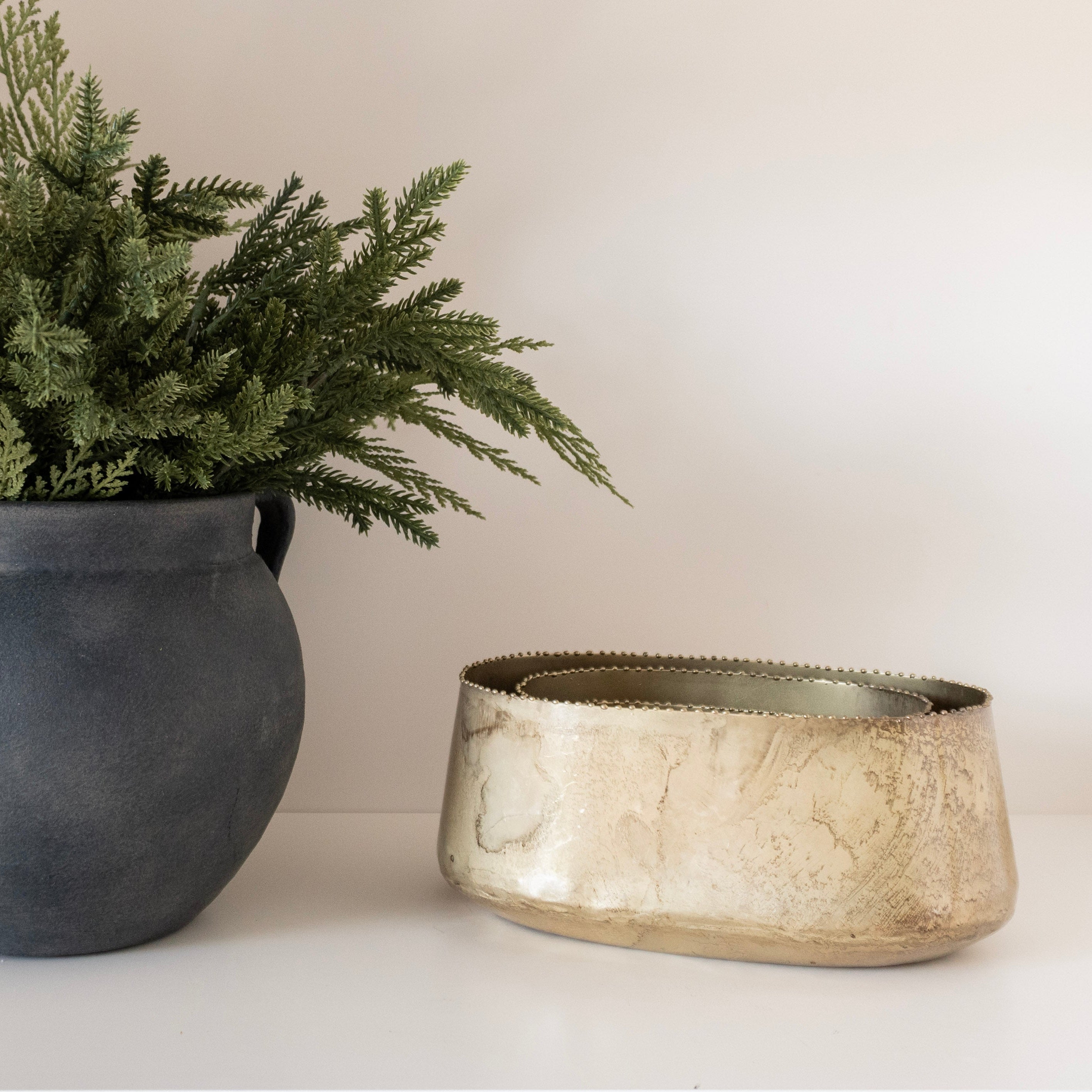 Antique Gold Metal Planter