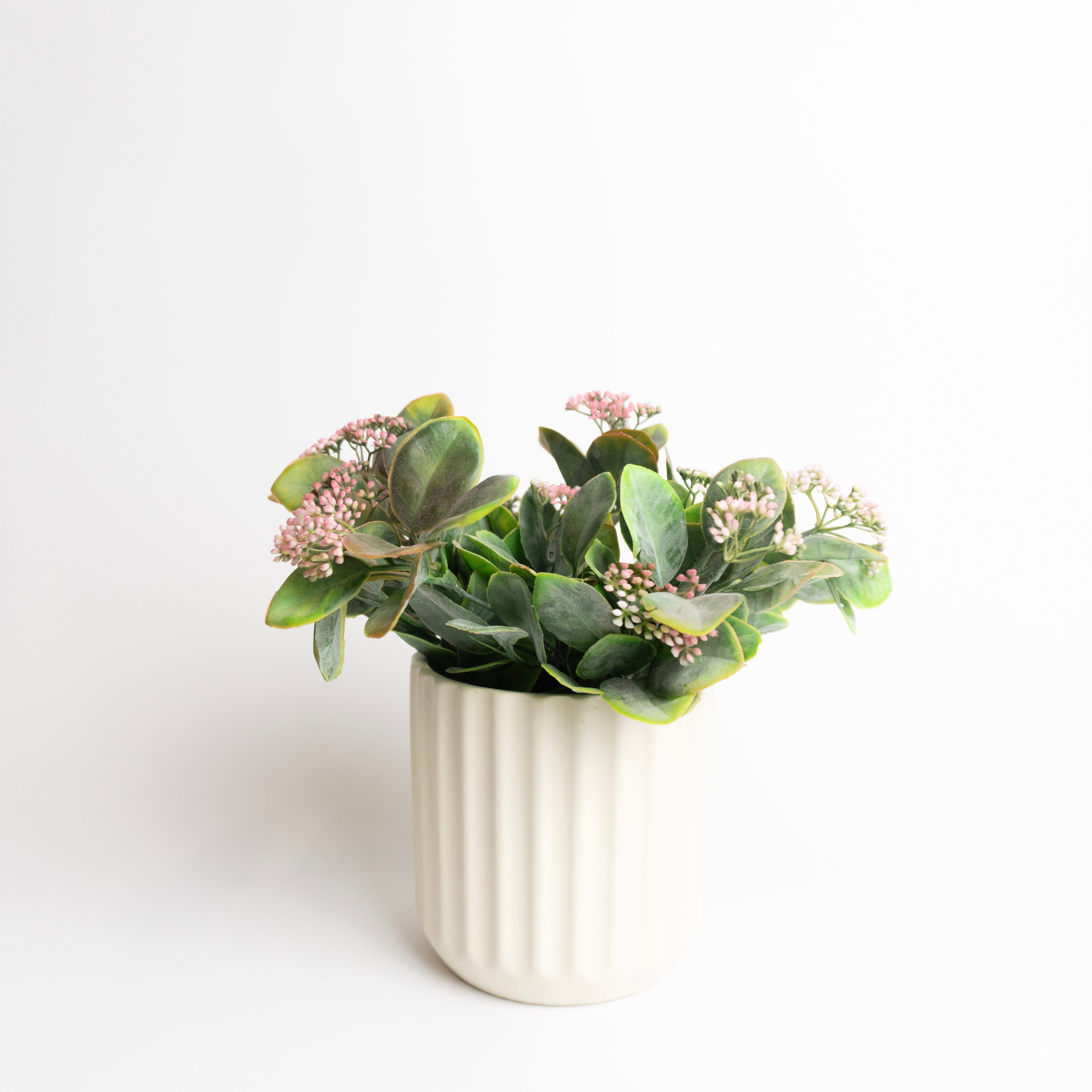 12" Greenery Bush w/ Pink Buds