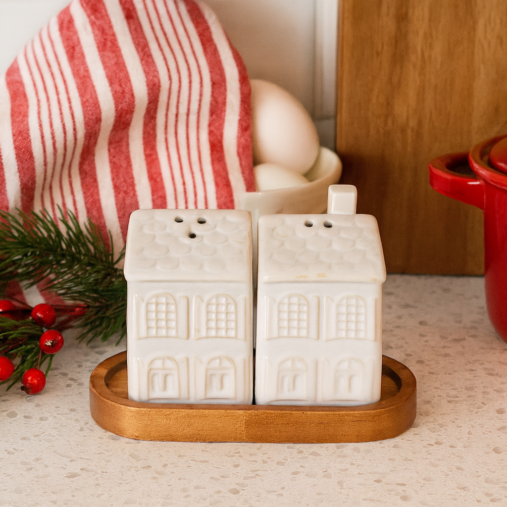 Stoneware House Salt & Pepper Shakers