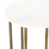 Naomi Marble End Table - Polished White Marble | shipping 6/4/2024