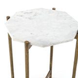 Adair Side Table - Polished White Marble | shipping 5/28/2024