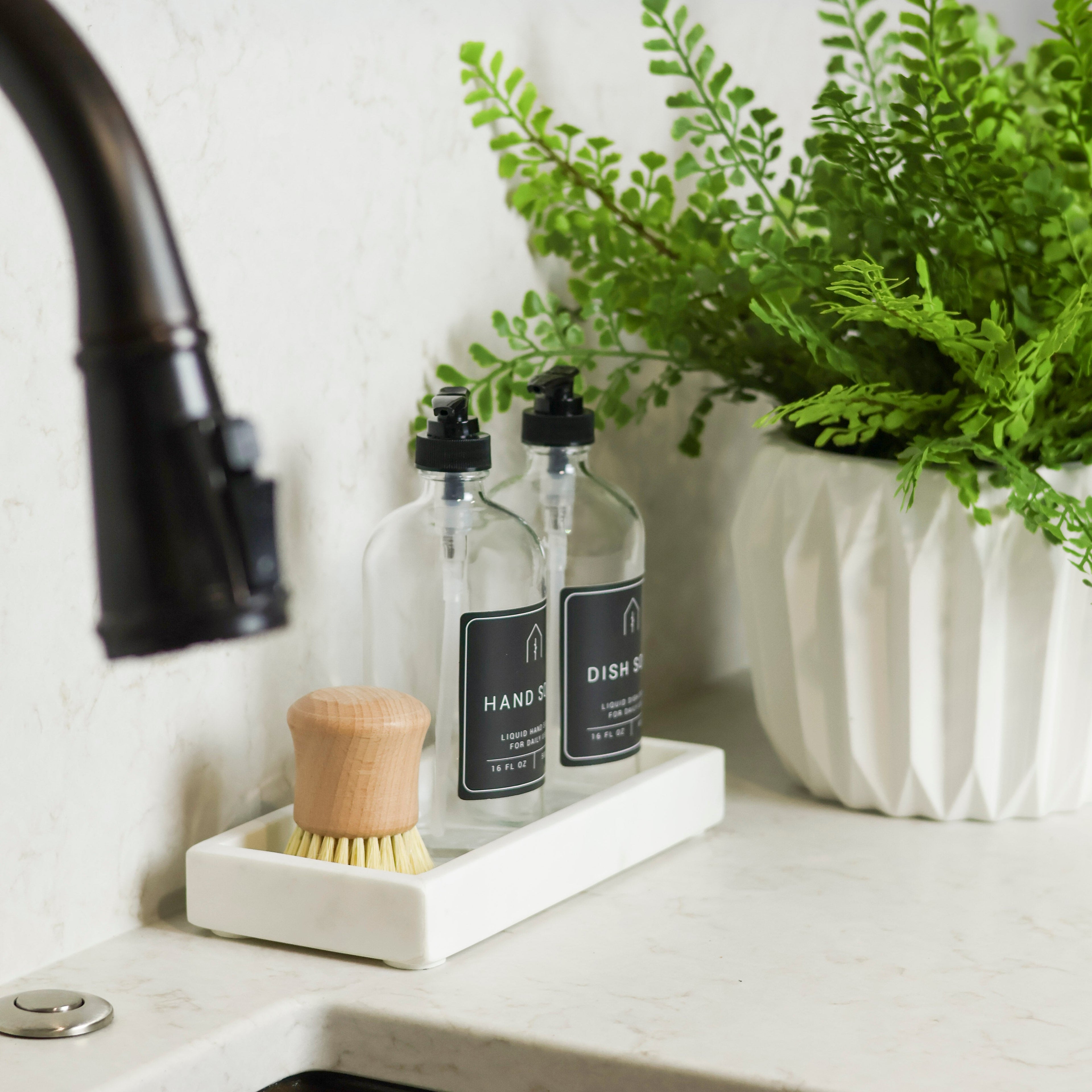 10" White Rectangle Marble Tray