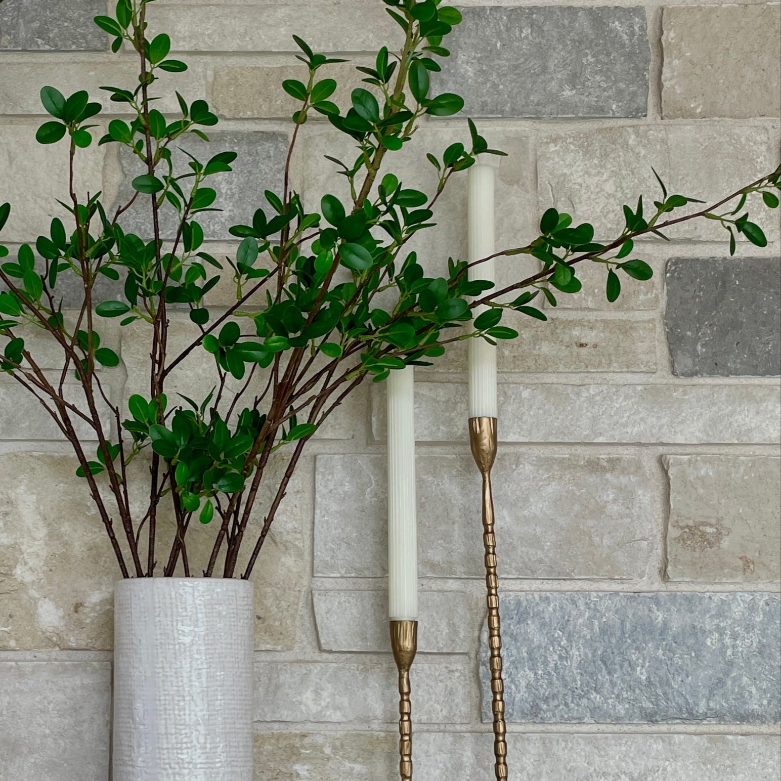 Cast Iron Brass Finished Candlesticks
