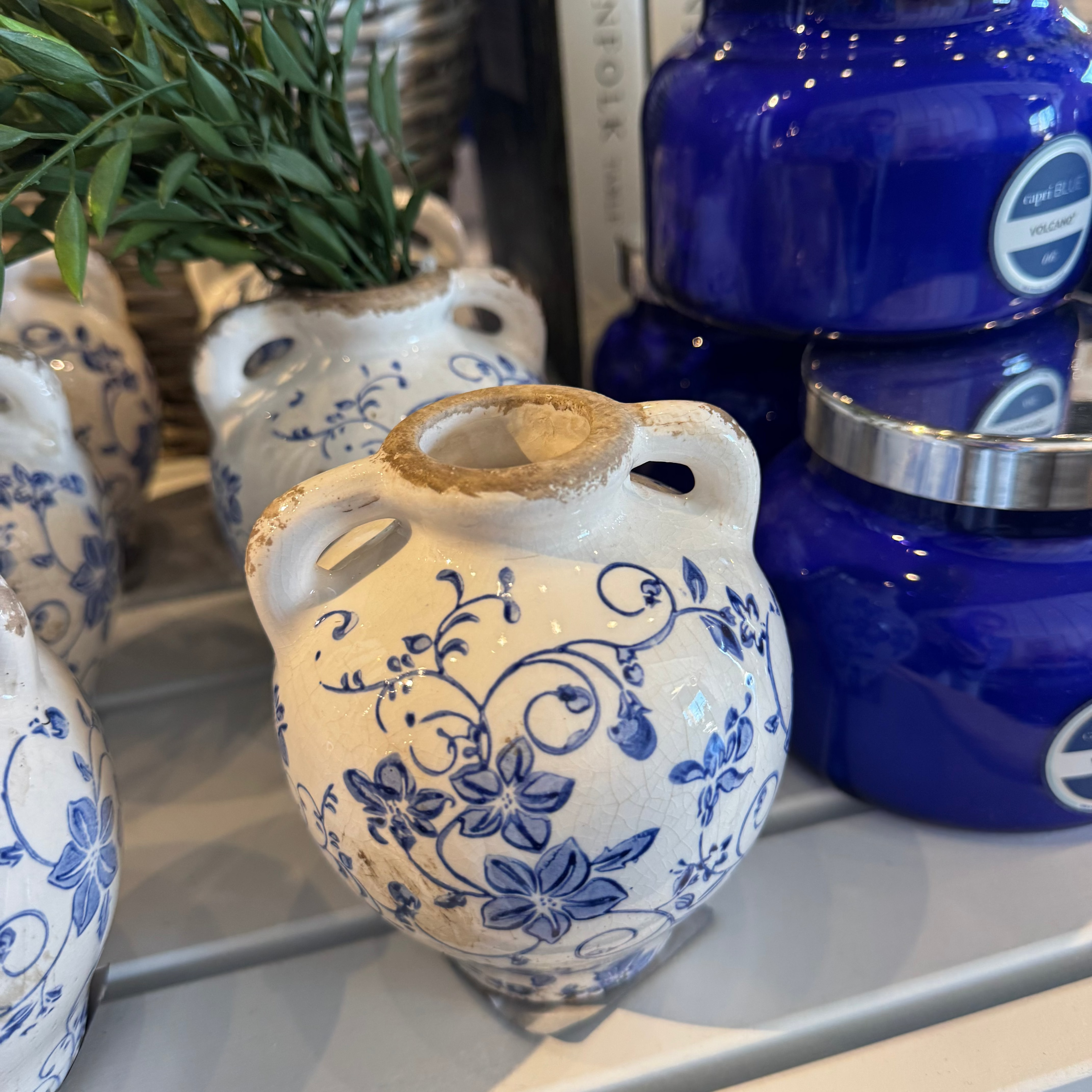 2 Handle Blue Heirloom Vase