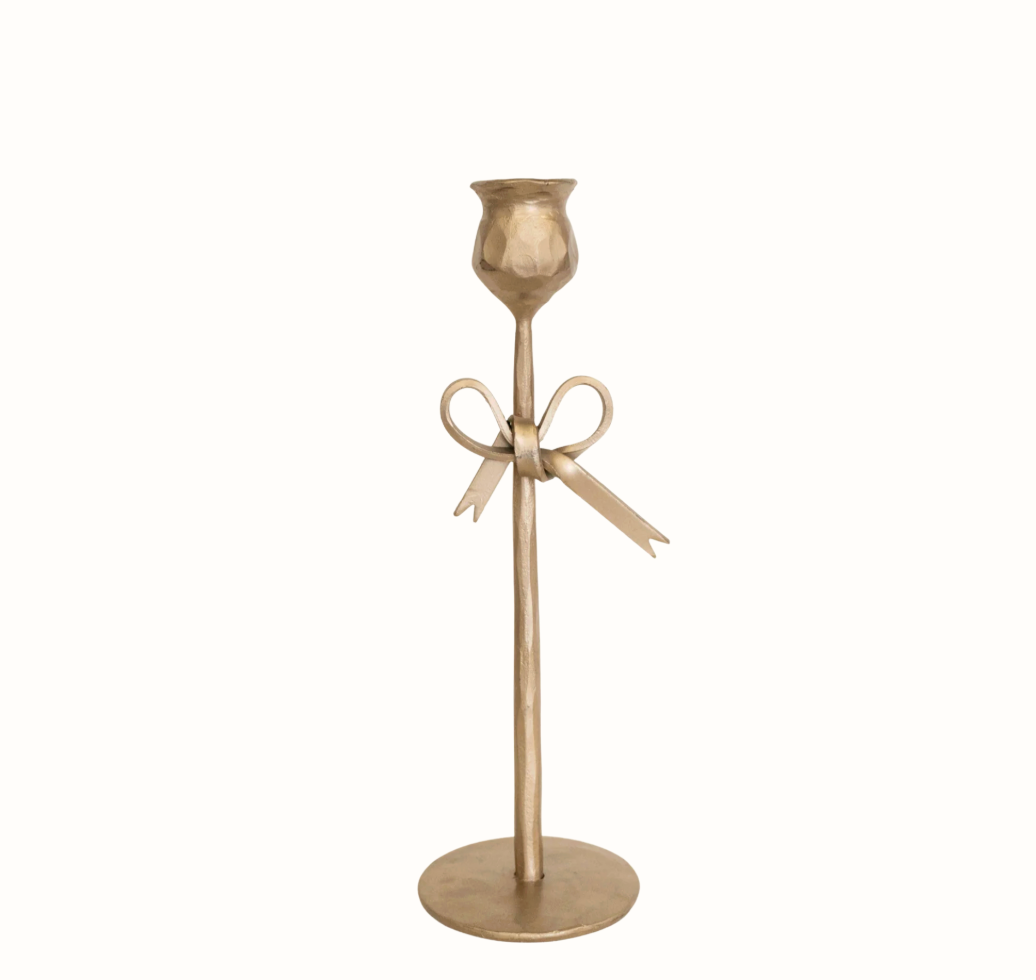 Antique Brass Bow Candle Holders
