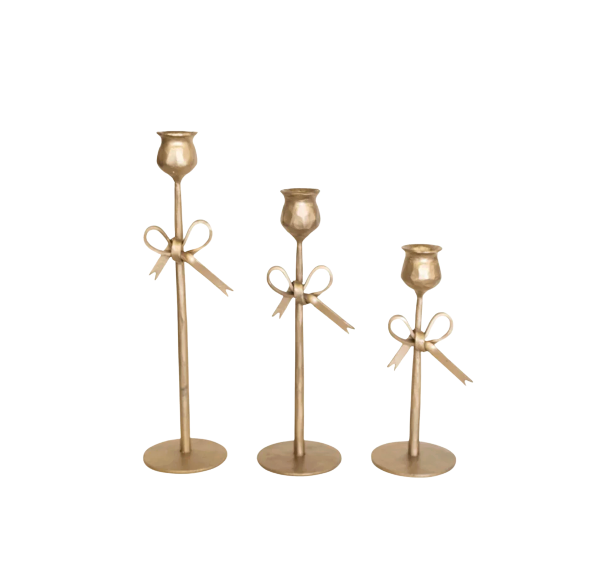 Antique Brass Bow Candle Holders