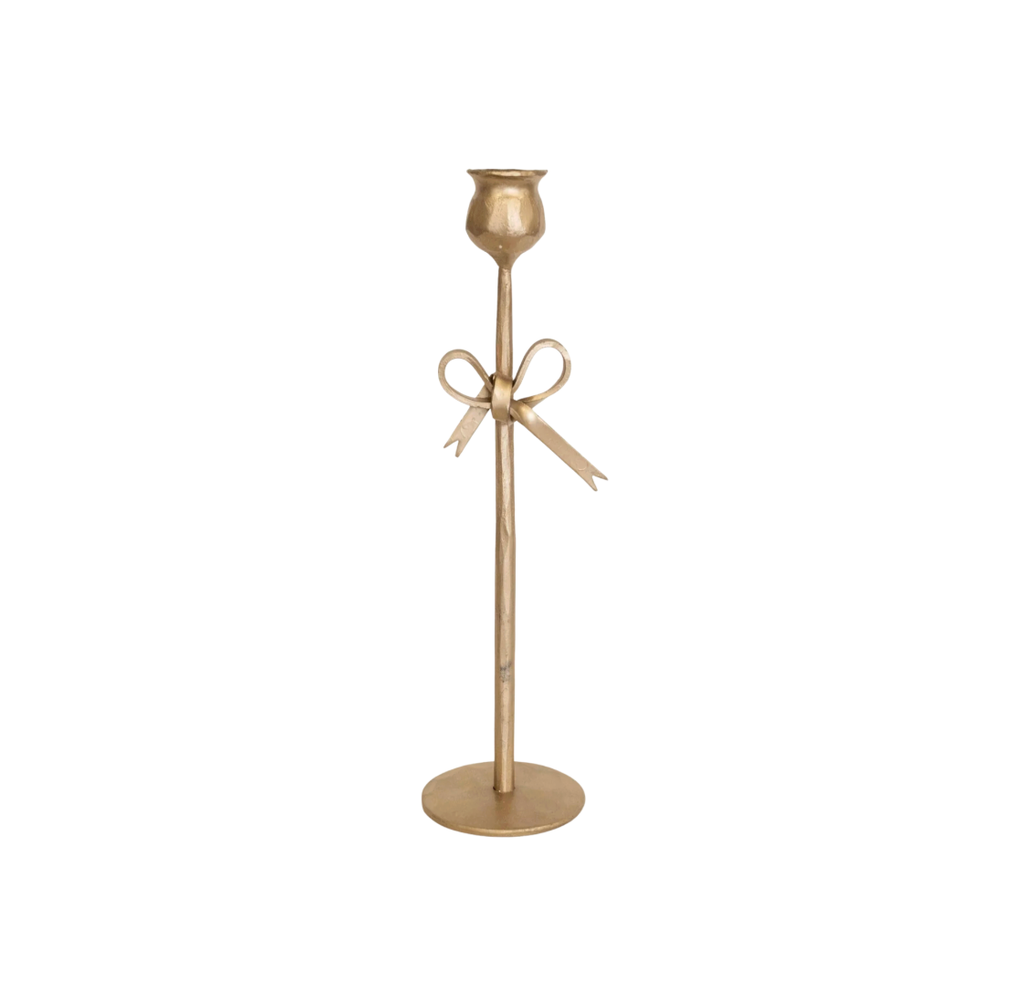 Antique Brass Bow Candle Holders