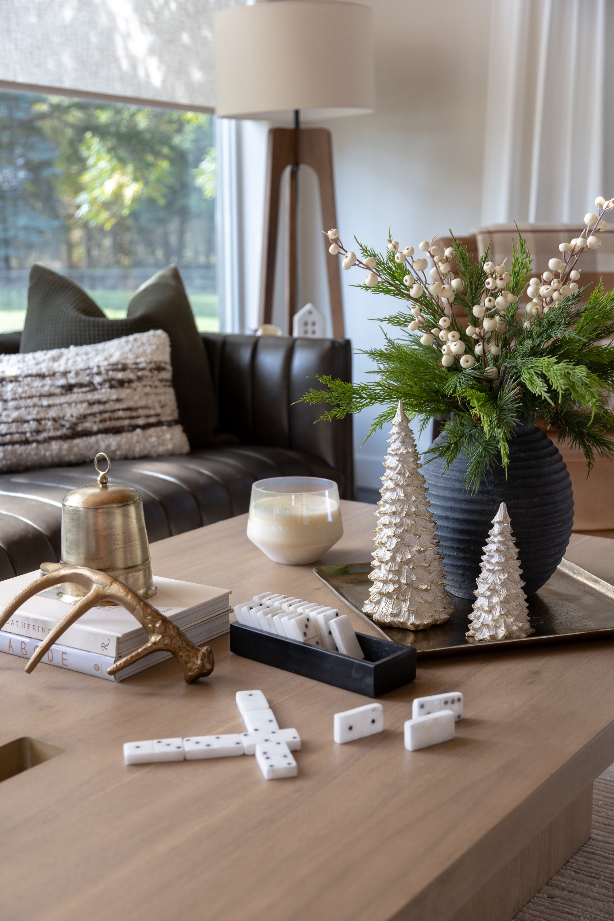 Ceramic Gold Snow Pine Tree