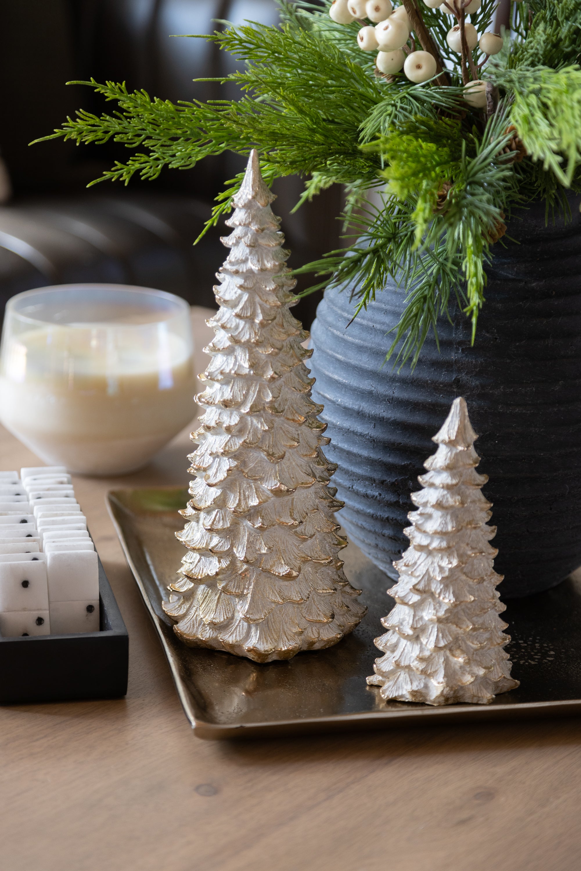 Ceramic Gold Snow Pine Tree