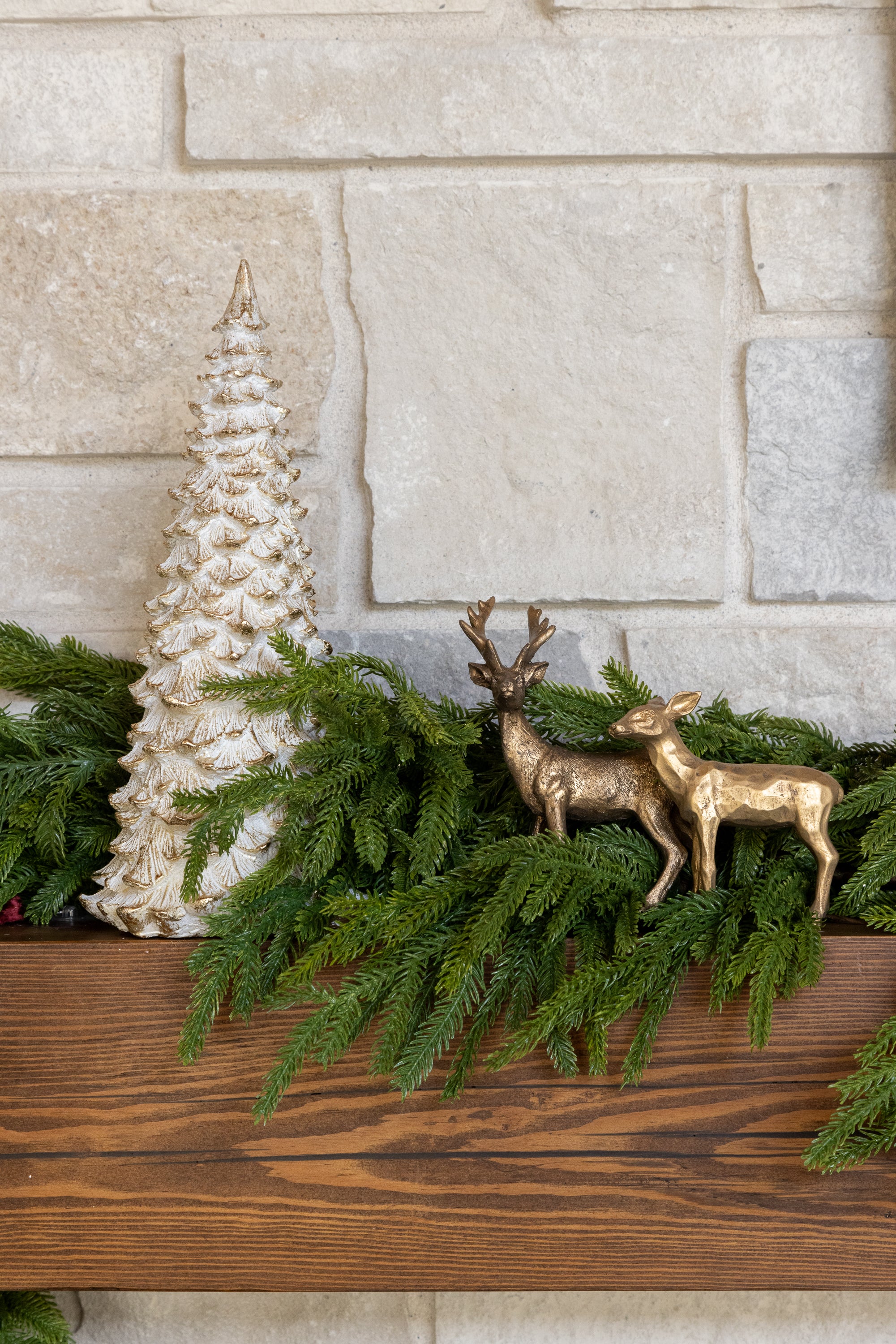 Ceramic Gold Snow Pine Tree