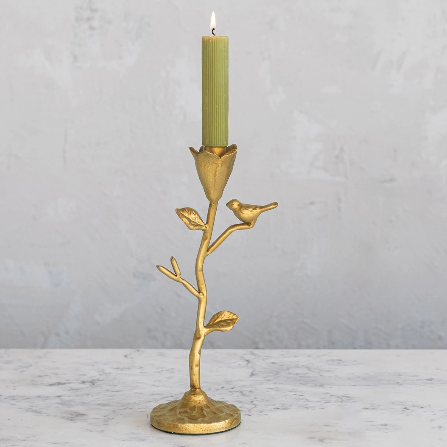 Brass Candle Holder w/Bird