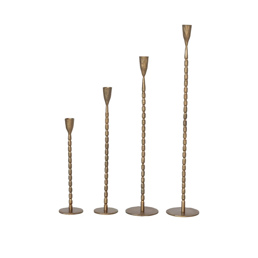 Cast Iron Brass Finished Candlesticks