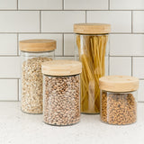 Glass Canisters with Wood Lids (Set of 4)